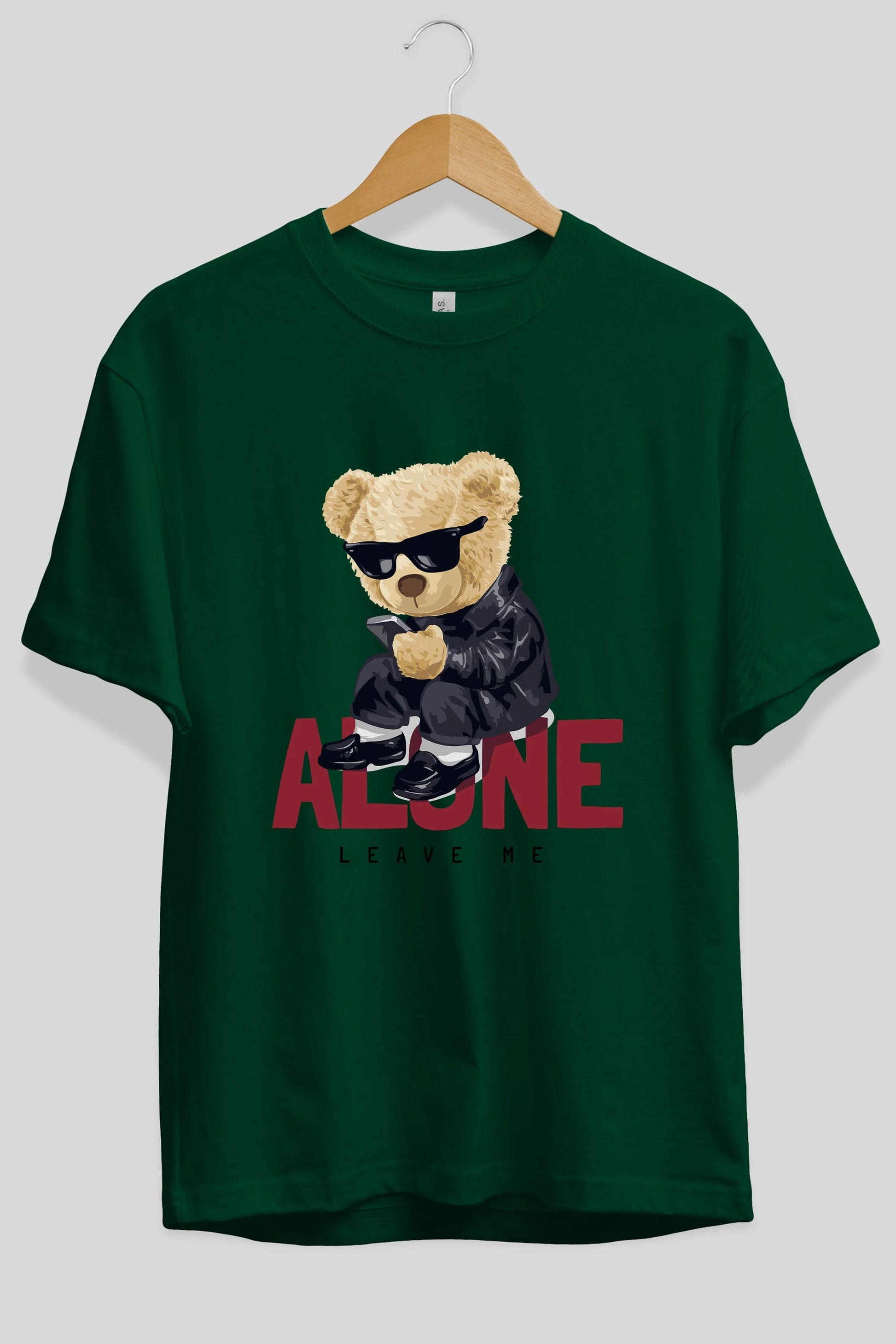 Teddy Bear Alone Ön Baskılı Oversize t-shirt Erkek Kadın Unisex %100 Pamuk