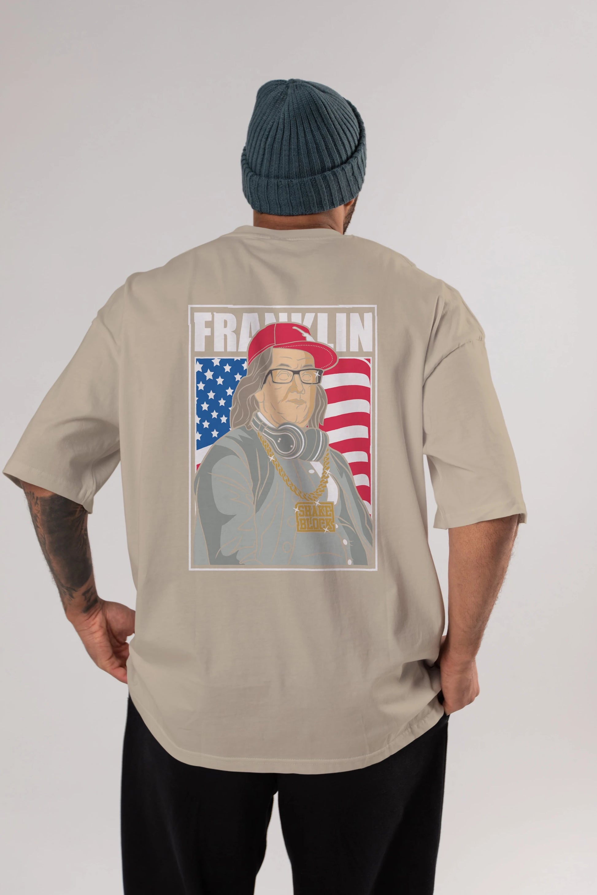 Franklin Rapper Arka Baskılı Oversize t-shirt Erkek Kadın Unisex %100 Pamuk tişort