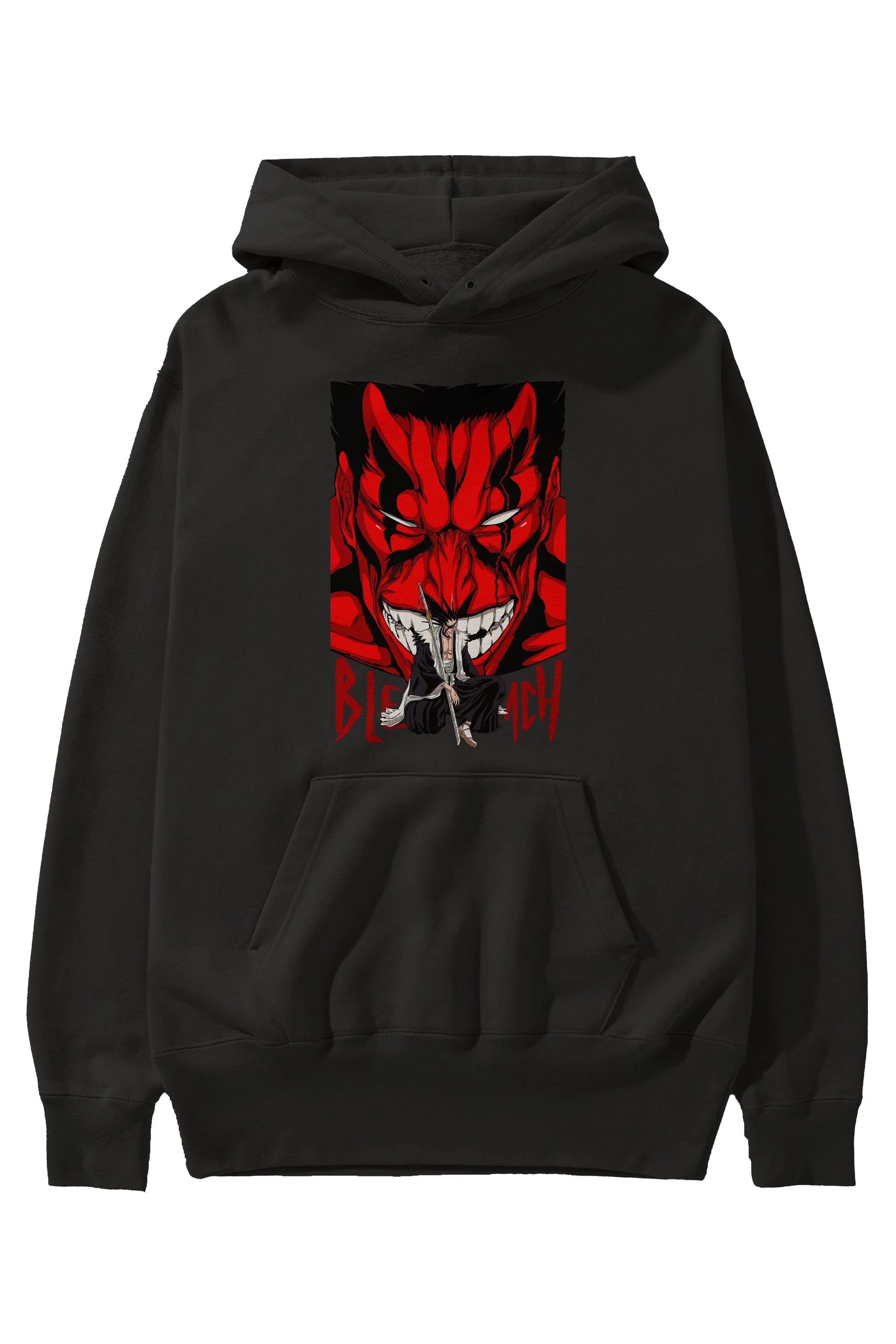 KENPACHI ZARAKI BLEACH Anime Ön Baskılı Hoodie Oversize Kapüşonlu Sweatshirt Erkek Kadın Unisex