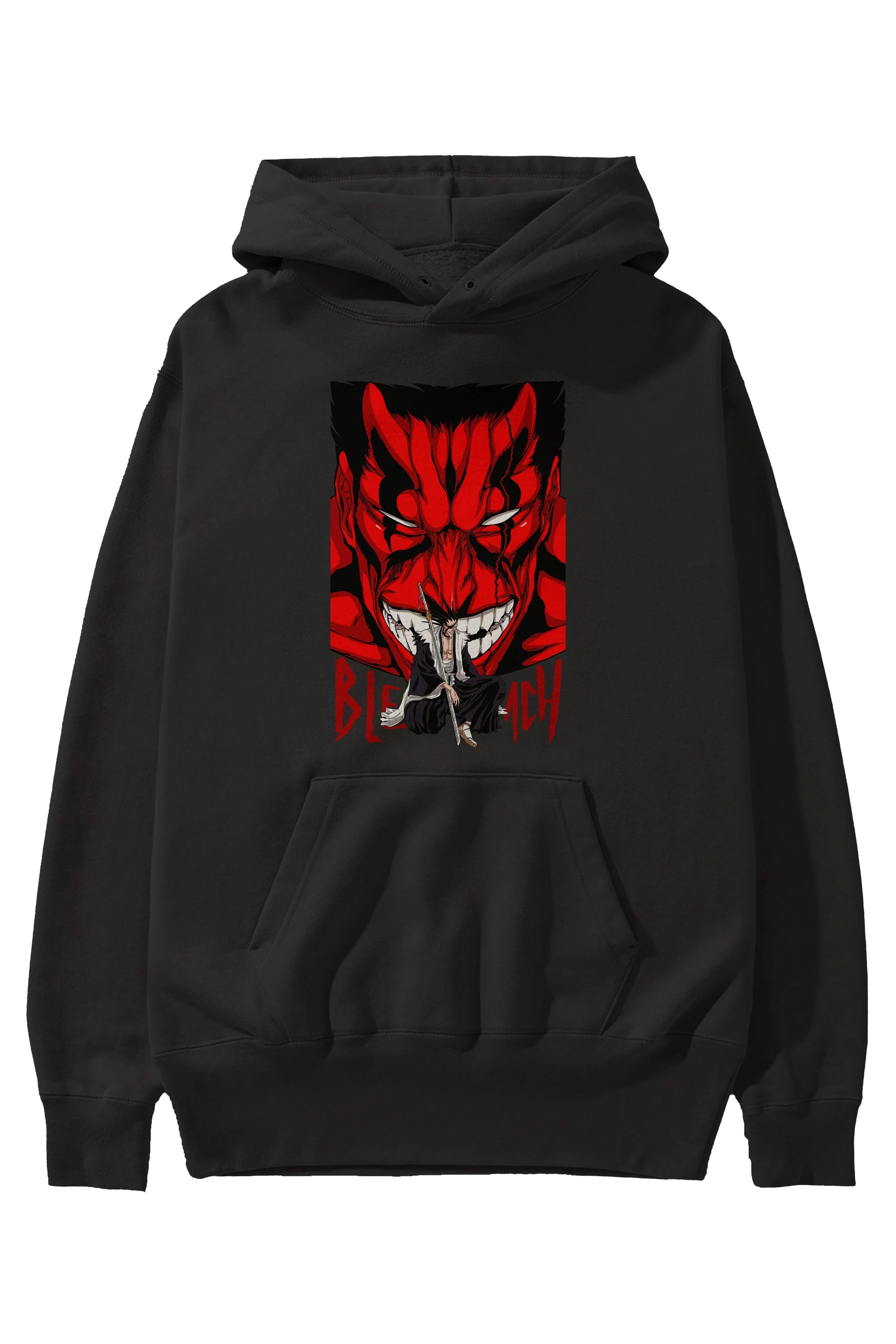 KENPACHI ZARAKI BLEACH Anime Ön Baskılı Hoodie Oversize Kapüşonlu Sweatshirt Erkek Kadın Unisex