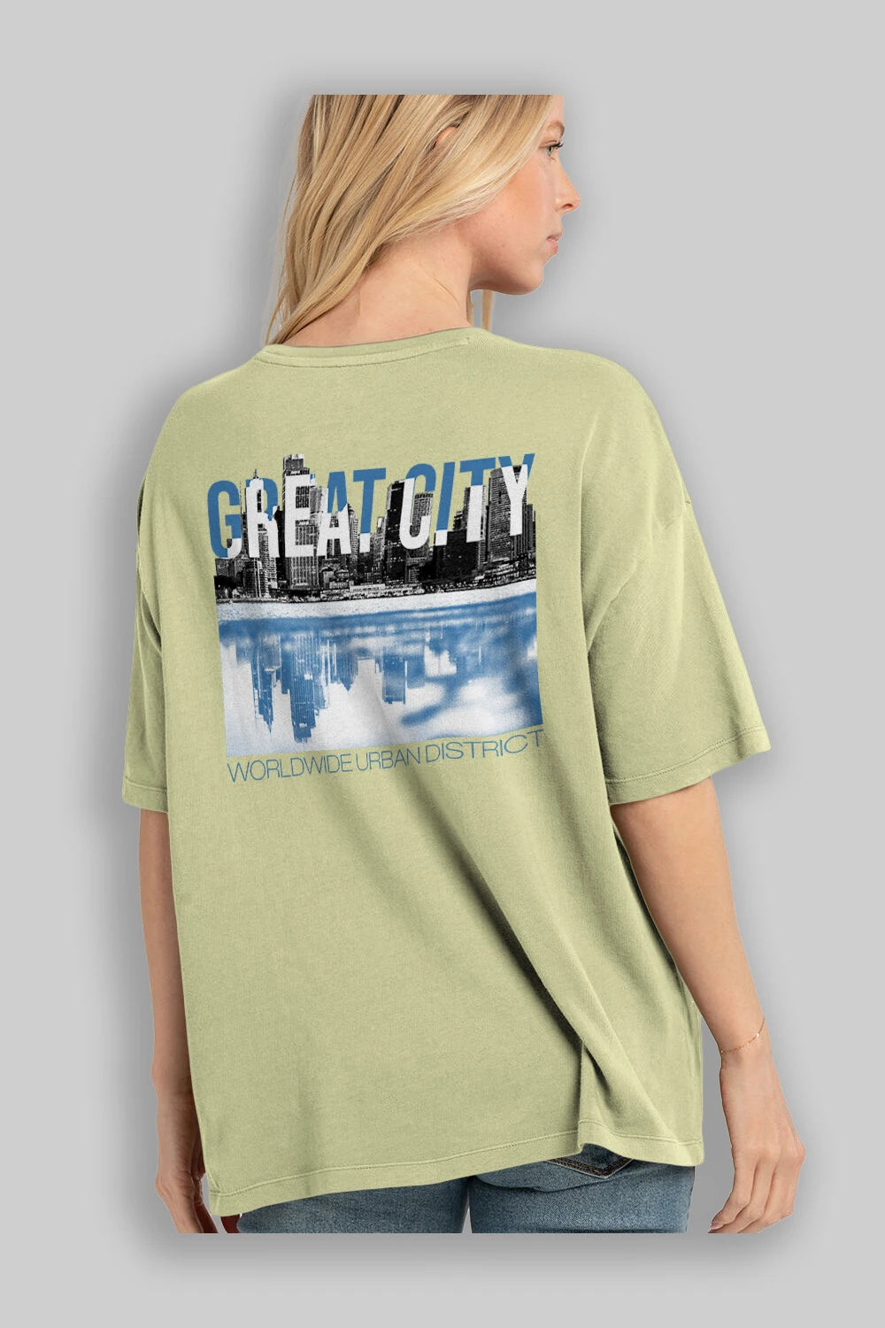 Great City Arka Baskılı Oversize t-shirt Erkek Kadın Unisex