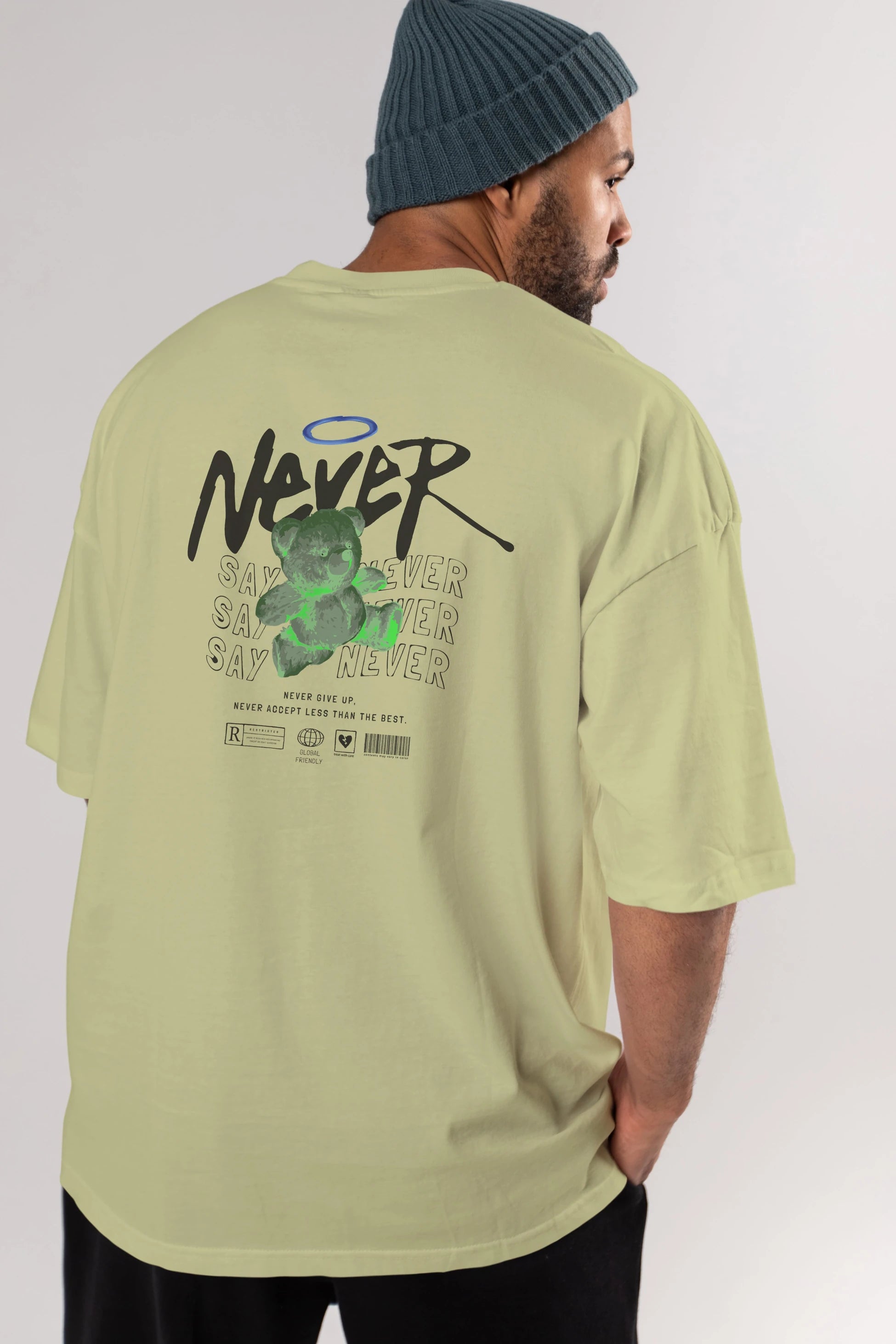 Teddy Bear Never Arka Baskılı Oversize t-shirt Erkek Kadın Unisex