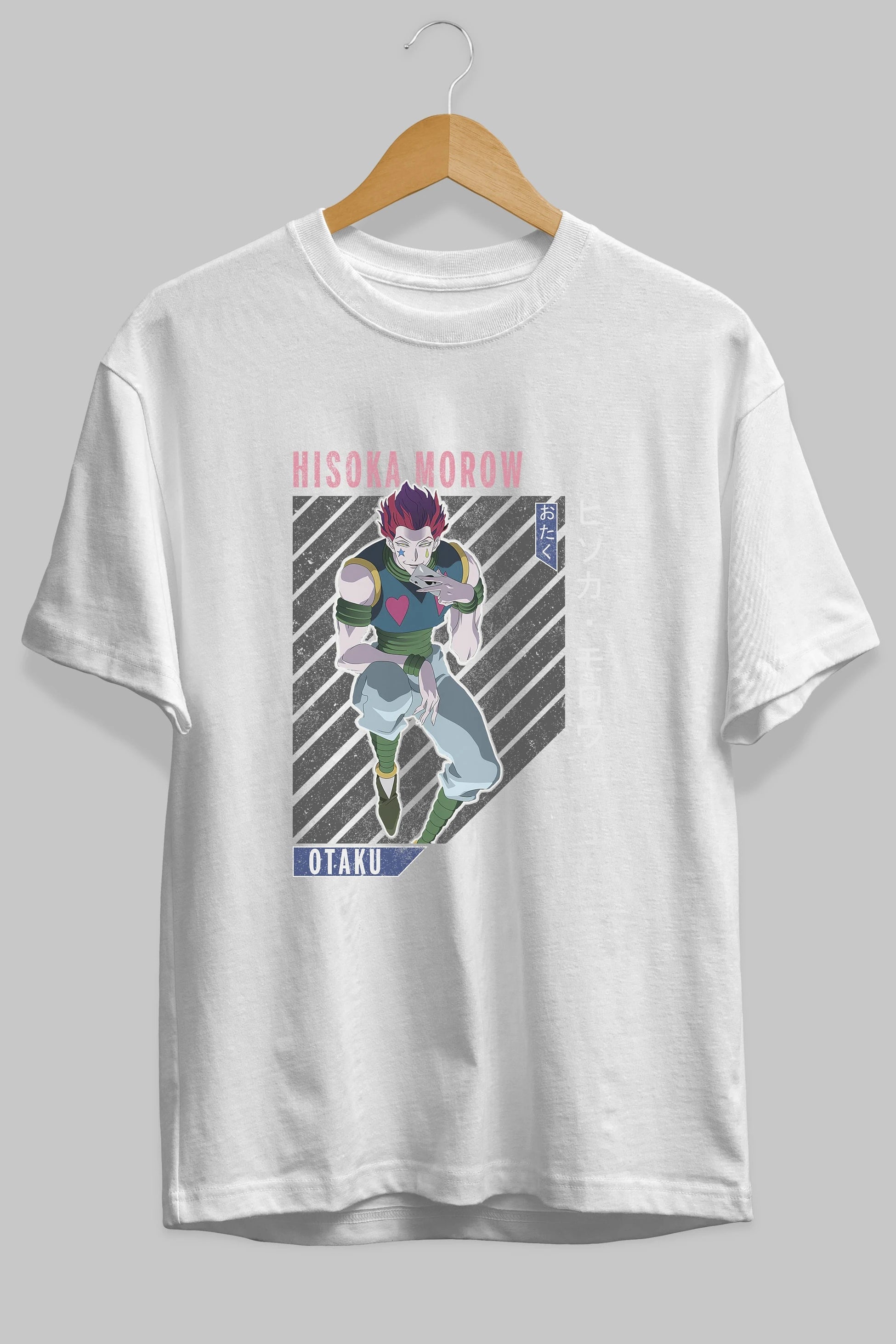 Hisoka Morow 2 2 Anime Ön Baskılı Oversize t-shirt %100 pamuk Erkek Kadın Unisex