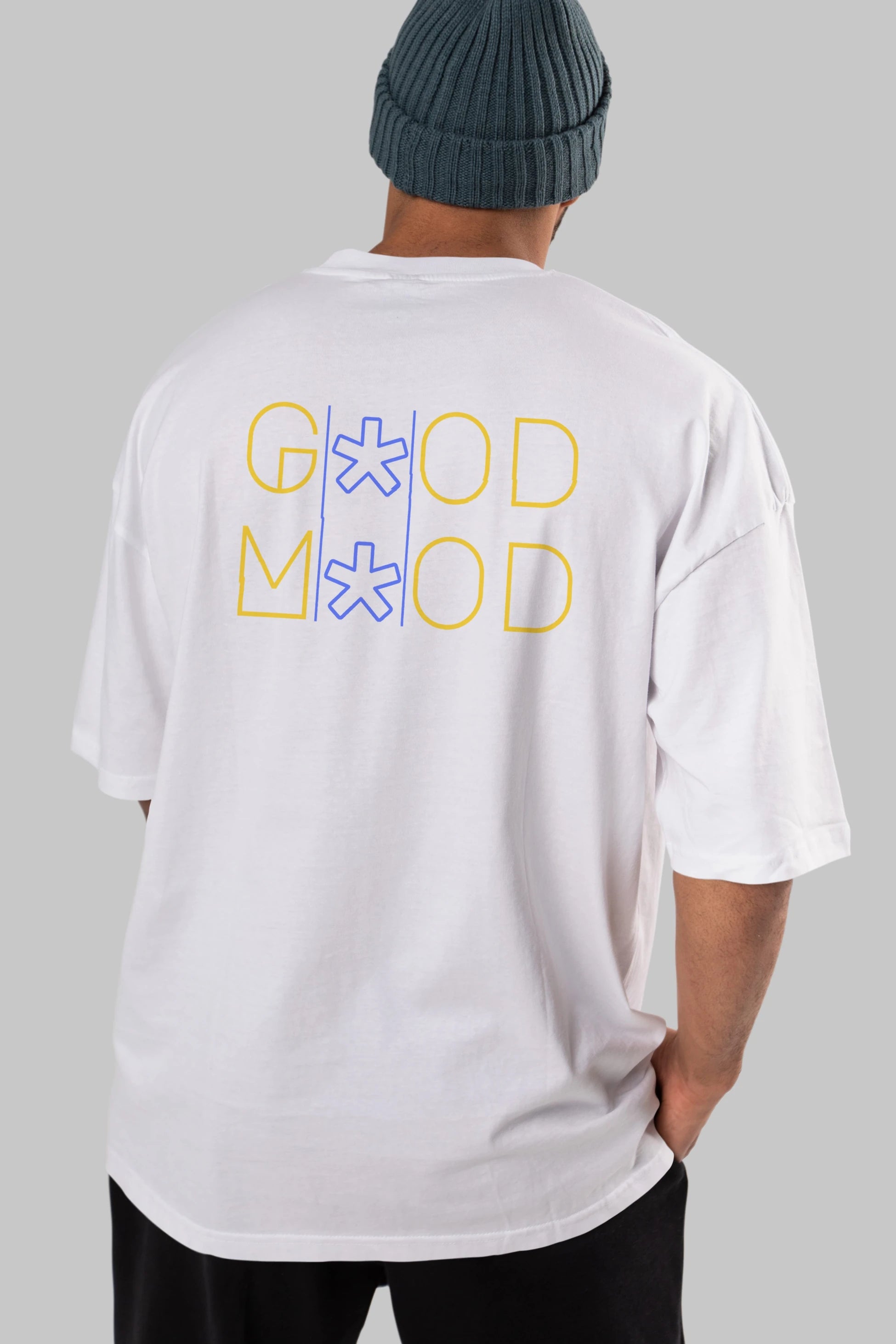 Good Mood Yazılı Arka Baskılı Oversize t-shirt Erkek Kadın Unisex