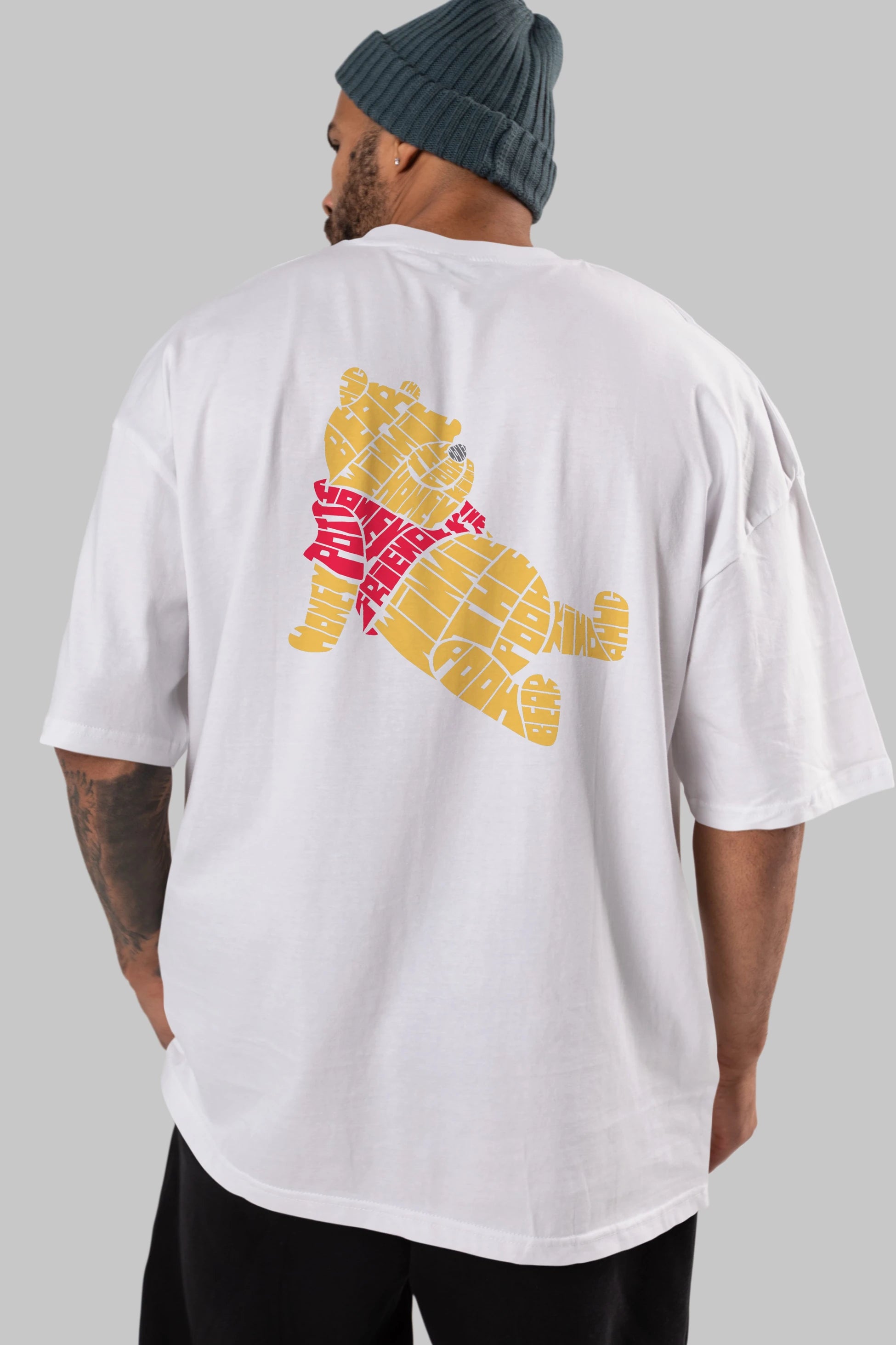 Winnie The Pooh Arka Baskılı Oversize t-shirt %100 pamuk Erkek Kadın Unisex