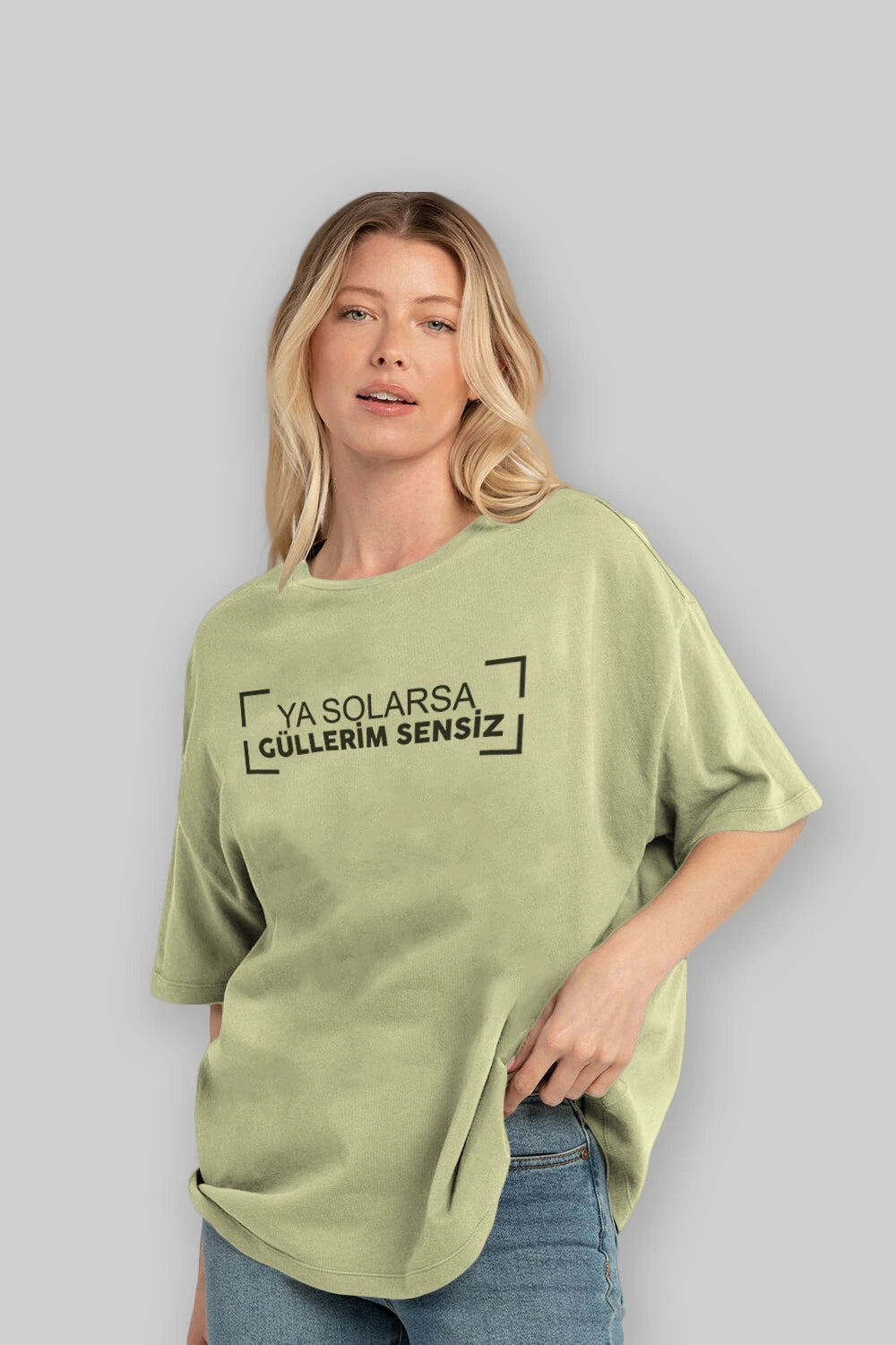 Ya Solarsa Güllerim Sensiz Ön Baskılı Oversize t-shirt %100 pamuk Erkek Kadın Unisex