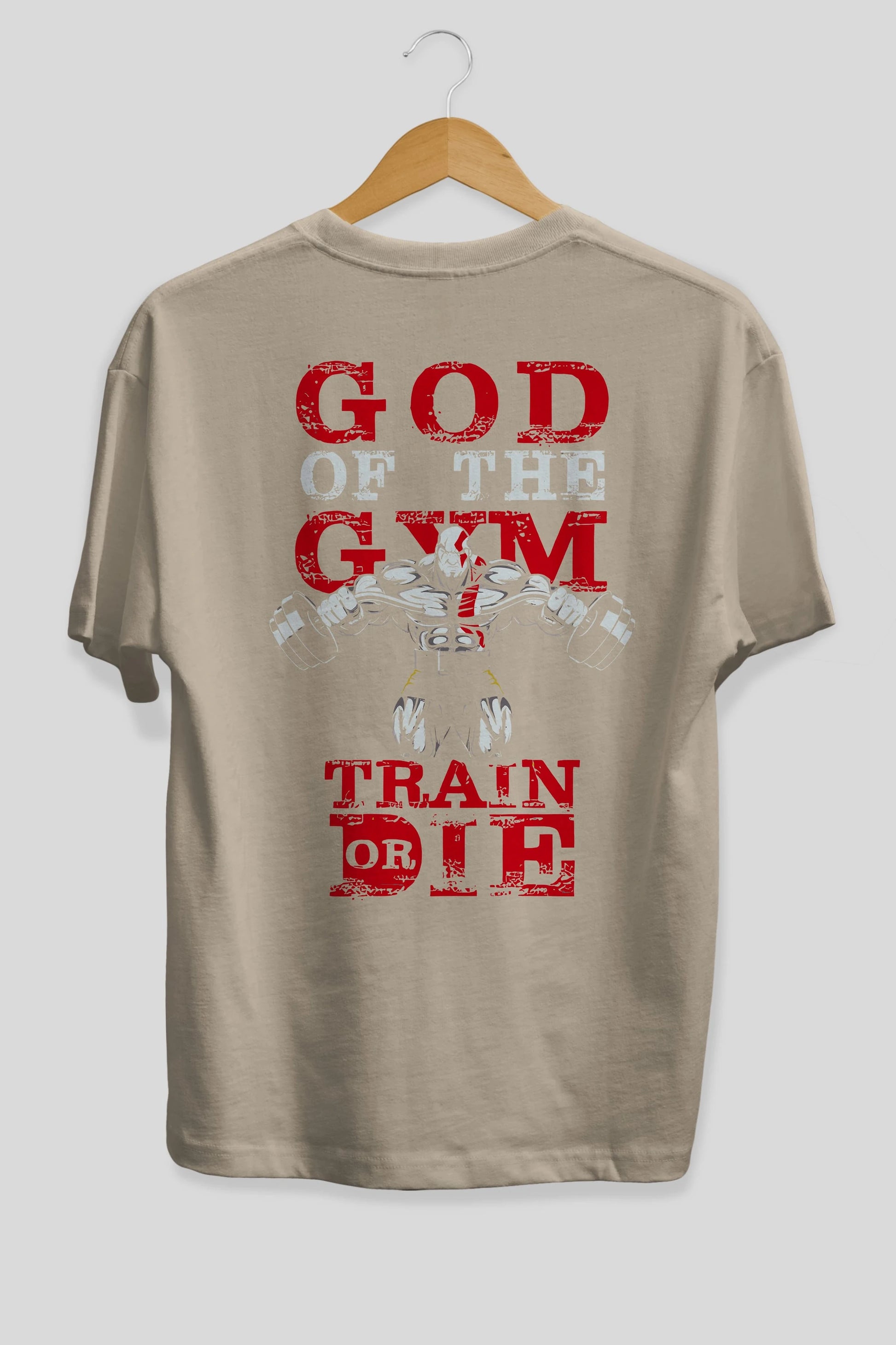 God of The GYM Arka Baskılı Oversize t-shirt Erkek Kadın Unisex %100 Pamuk Bisiklet Yaka tişort