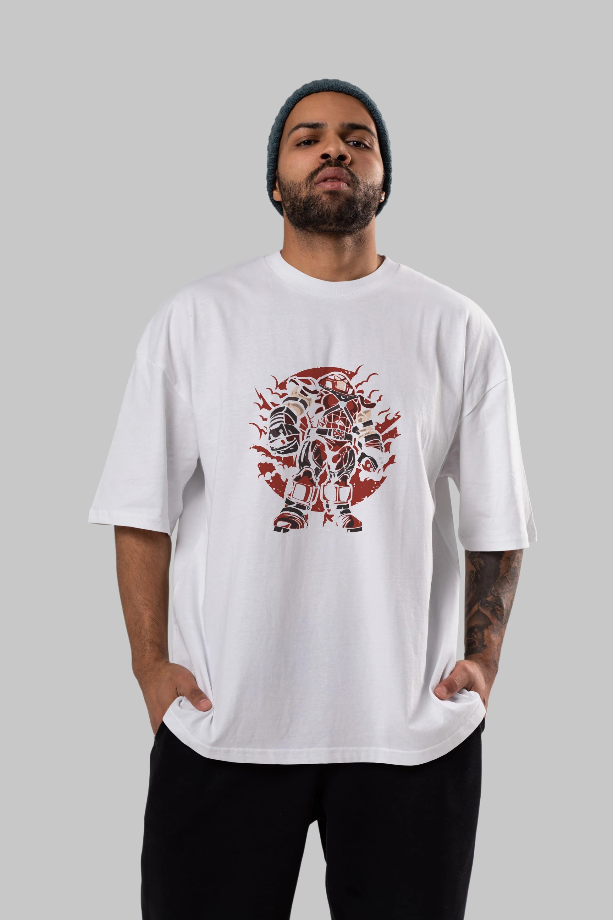 JUGERNAUT Ön Baskılı Oversize t-shirt Erkek Kadın Unisex %100 Pamuk tişort