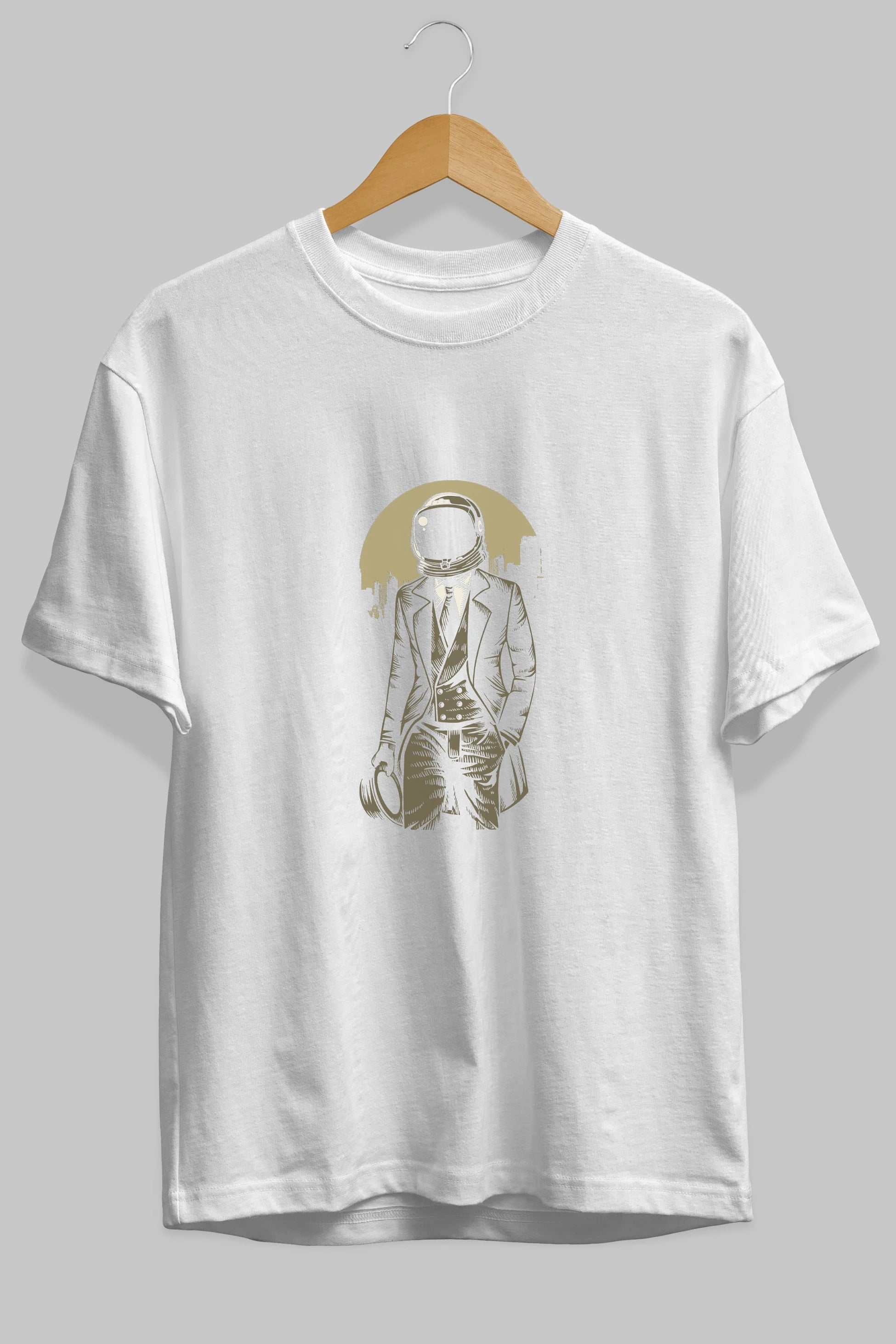 Classic Astronaut Ön Baskılı Oversize t-shirt Erkek Kadın Unisex %100 Pamuk tişort