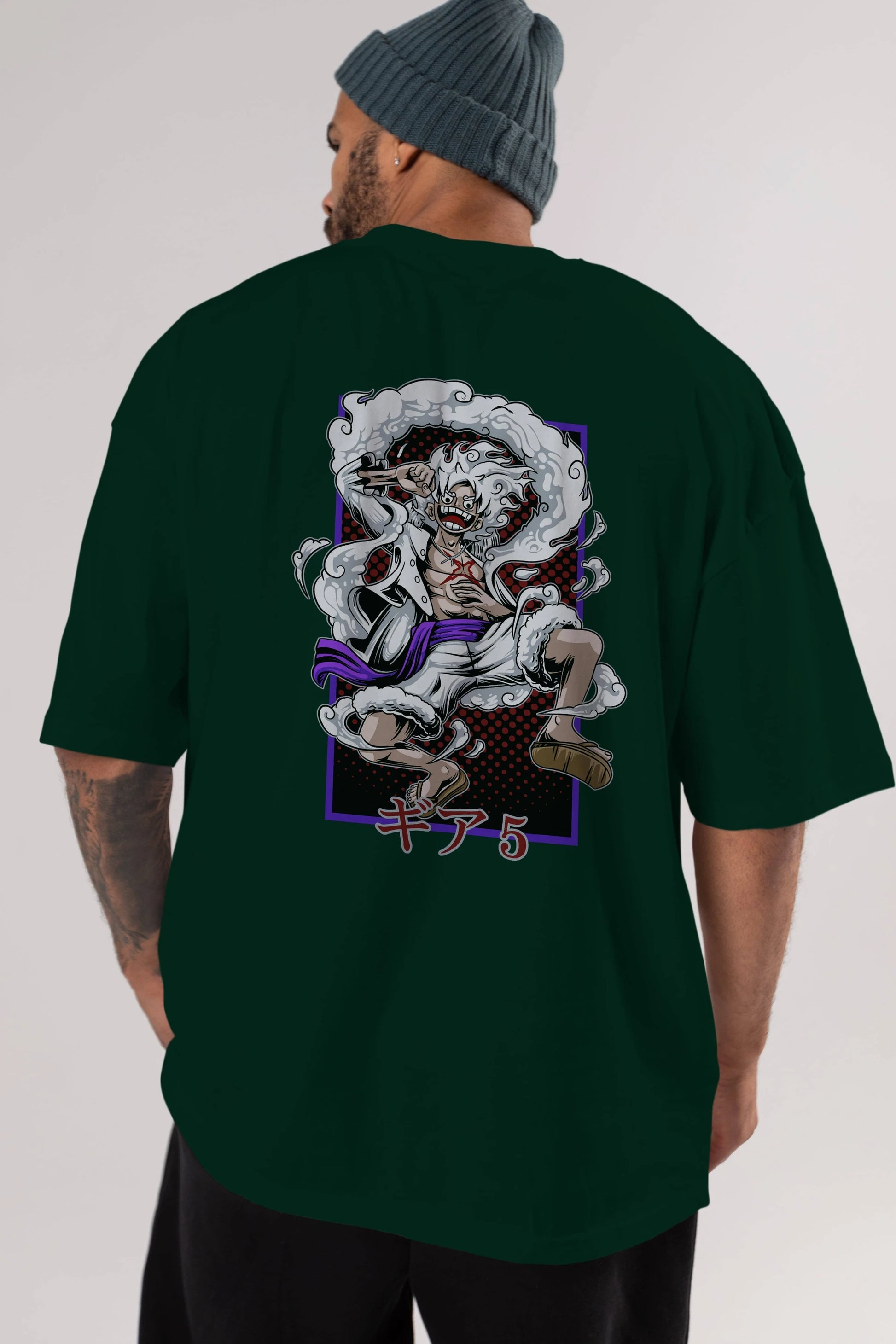 LUFFY GEAR 5 RECUADRO Anime Arka Baskılı Oversize t-shirt Erkek Kadın Unisex