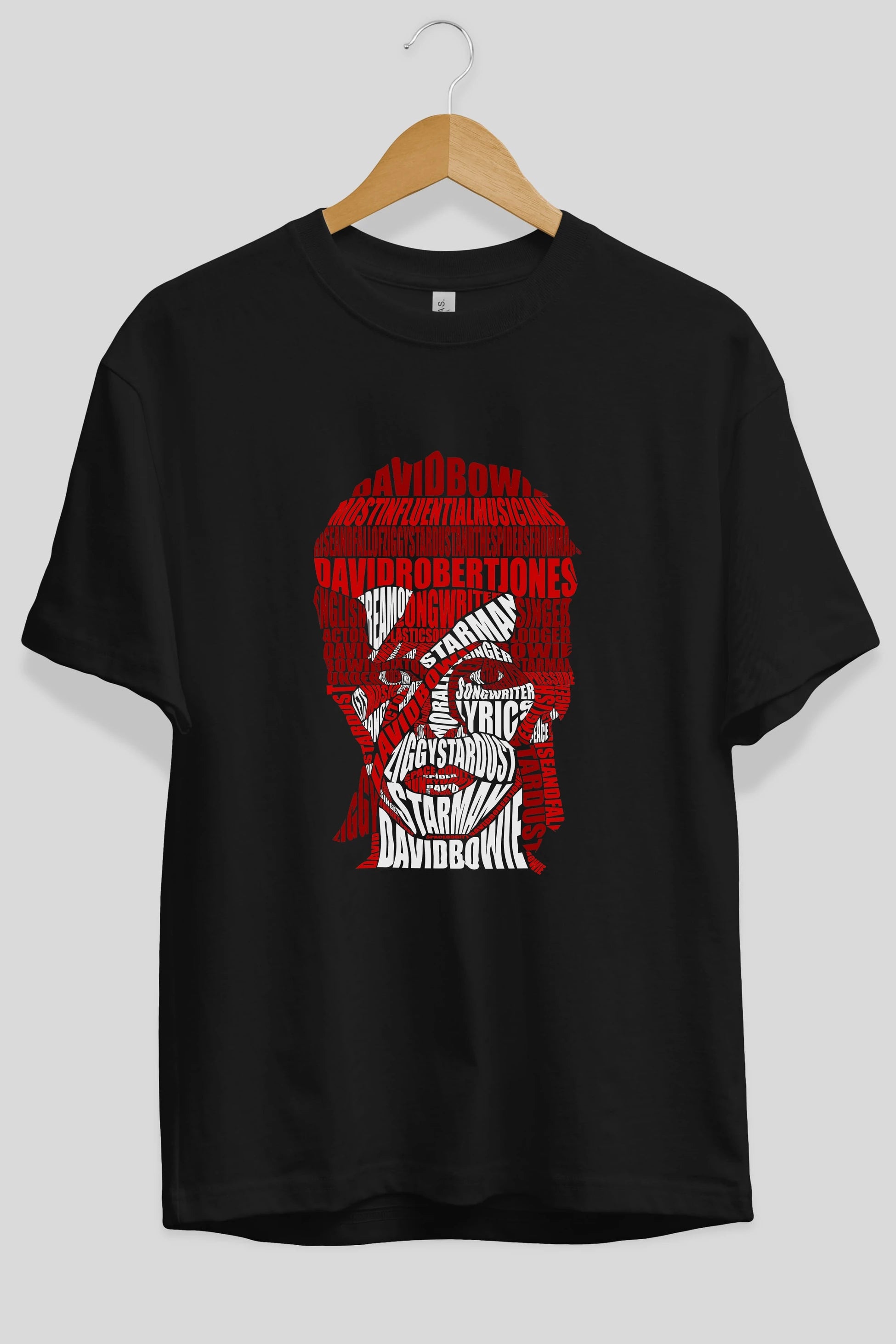 David Bowie Calligram Ön Baskılı Oversize t-shirt %100 pamuk Erkek Kadın Unisex