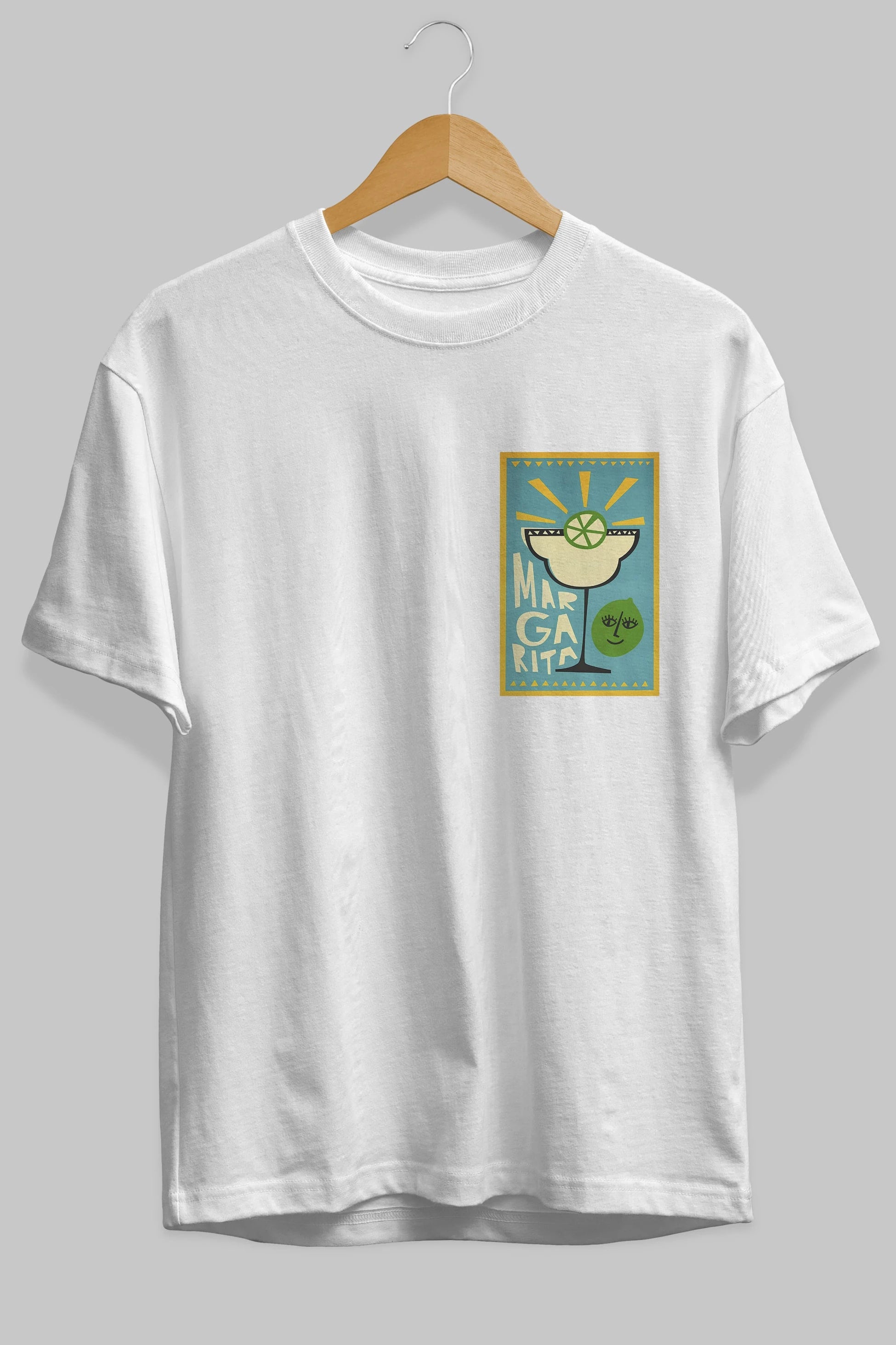 Margarita 4 Ön Sol Baskılı Oversize t-shirt Erkek Kadın Unisex %100 Pamuk Bisiklet Yaka tişort