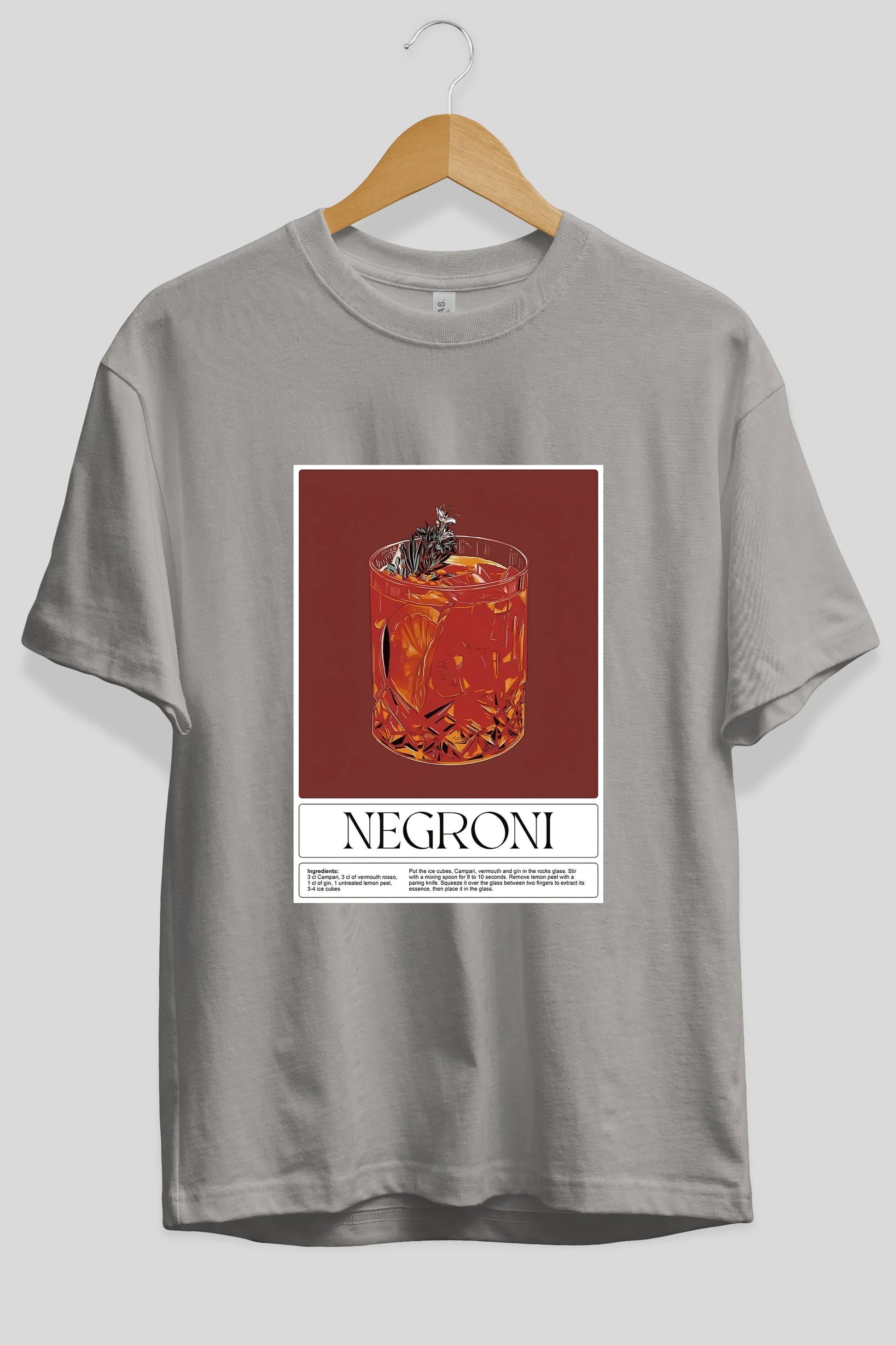 Negroni 2 Ön Baskılı Oversize t-shirt Erkek Kadın Unisex %100 Pamuk Bisiklet Yaka tişort