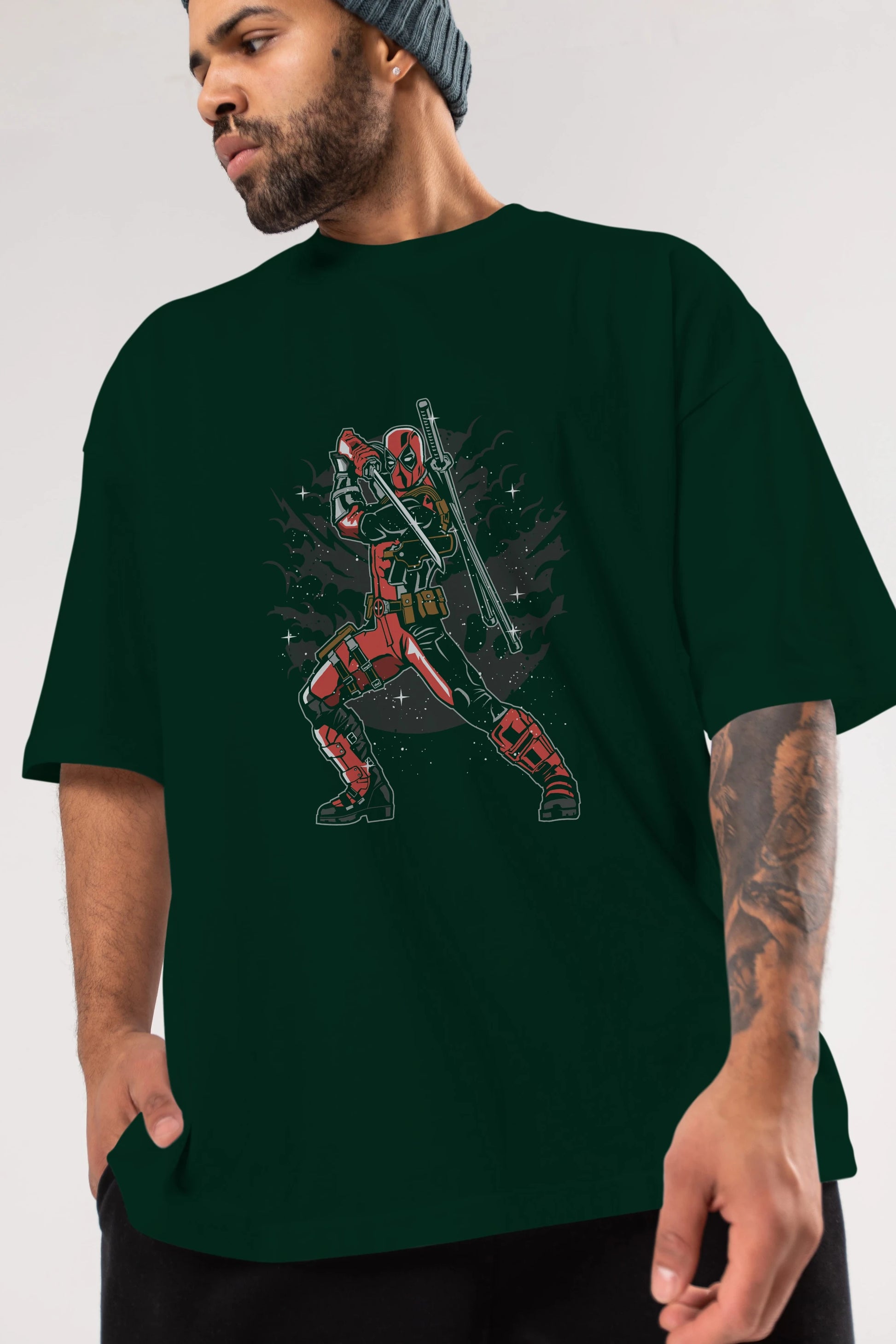 Deadpool Ön Baskılı Oversize t-shirt Erkek Kadın Unisex %100 Pamuk tişort