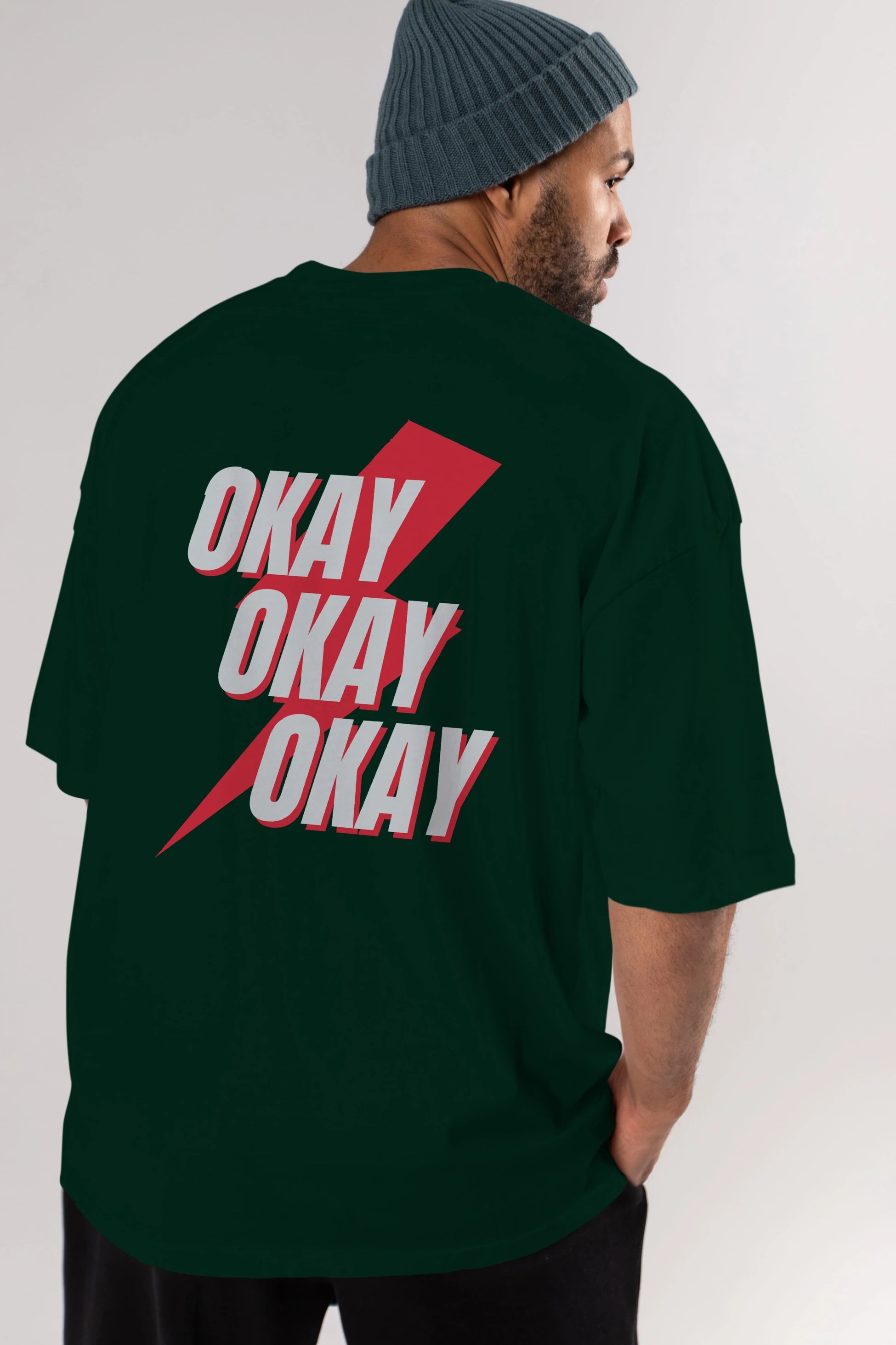 Okay Arka Baskılı Oversize t-shirt Erkek Kadın Unisex