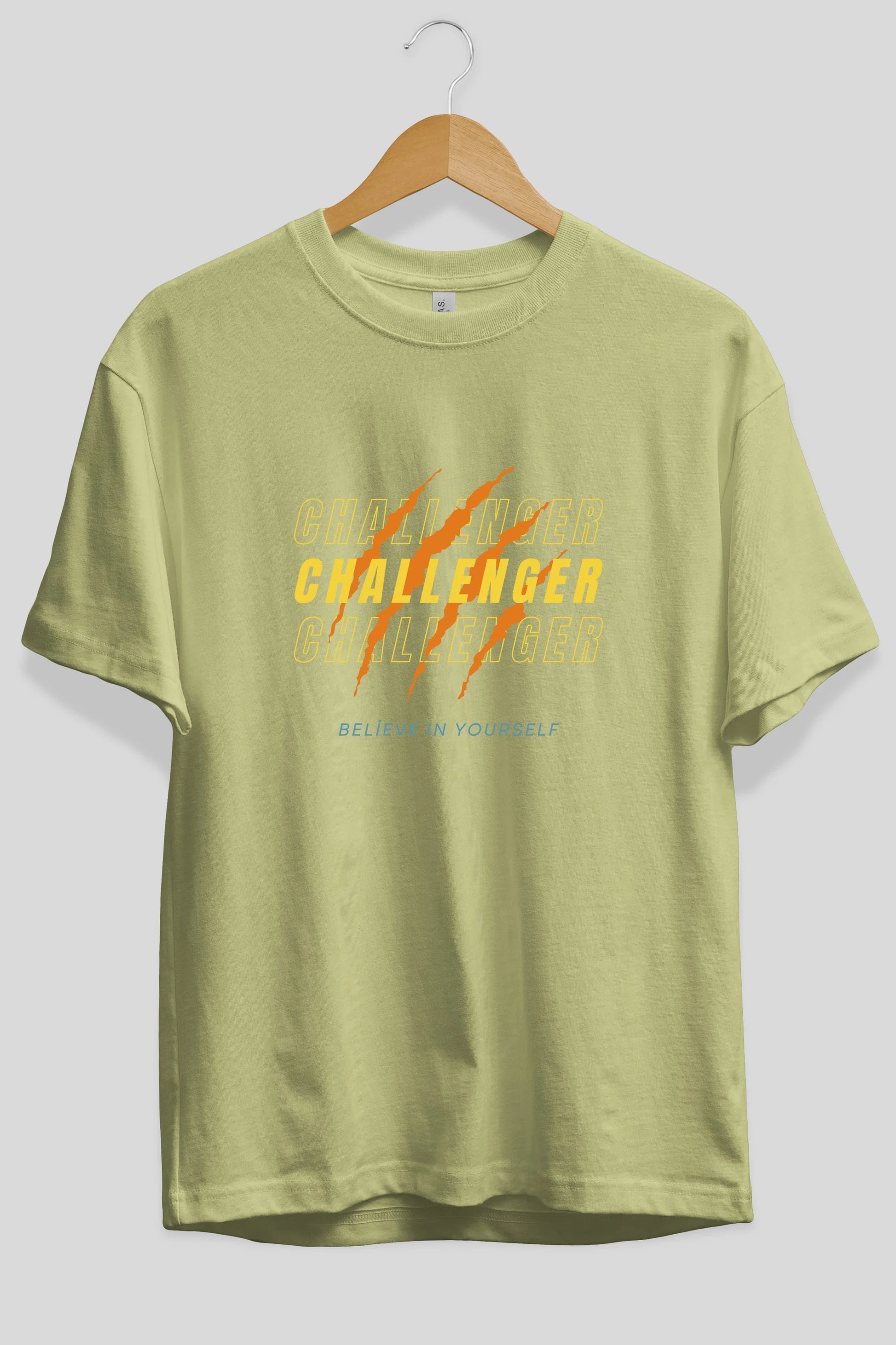 Challenger Yazılı Ön Baskılı Oversize t-shirt Erkek Kadın Unisex