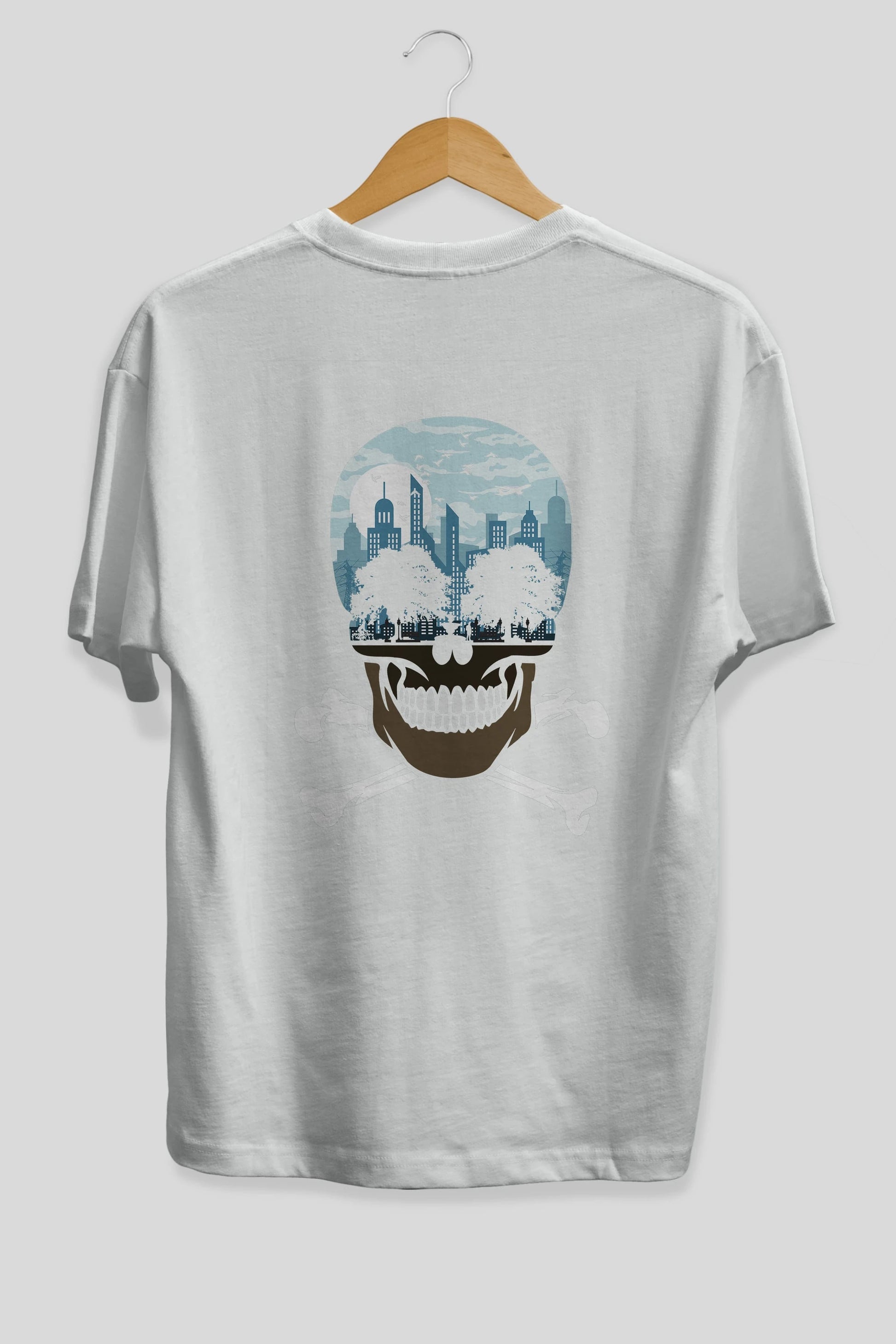 Death City Arka Baskılı Oversize t-shirt %100 pamuk Erkek Kadın Unisex