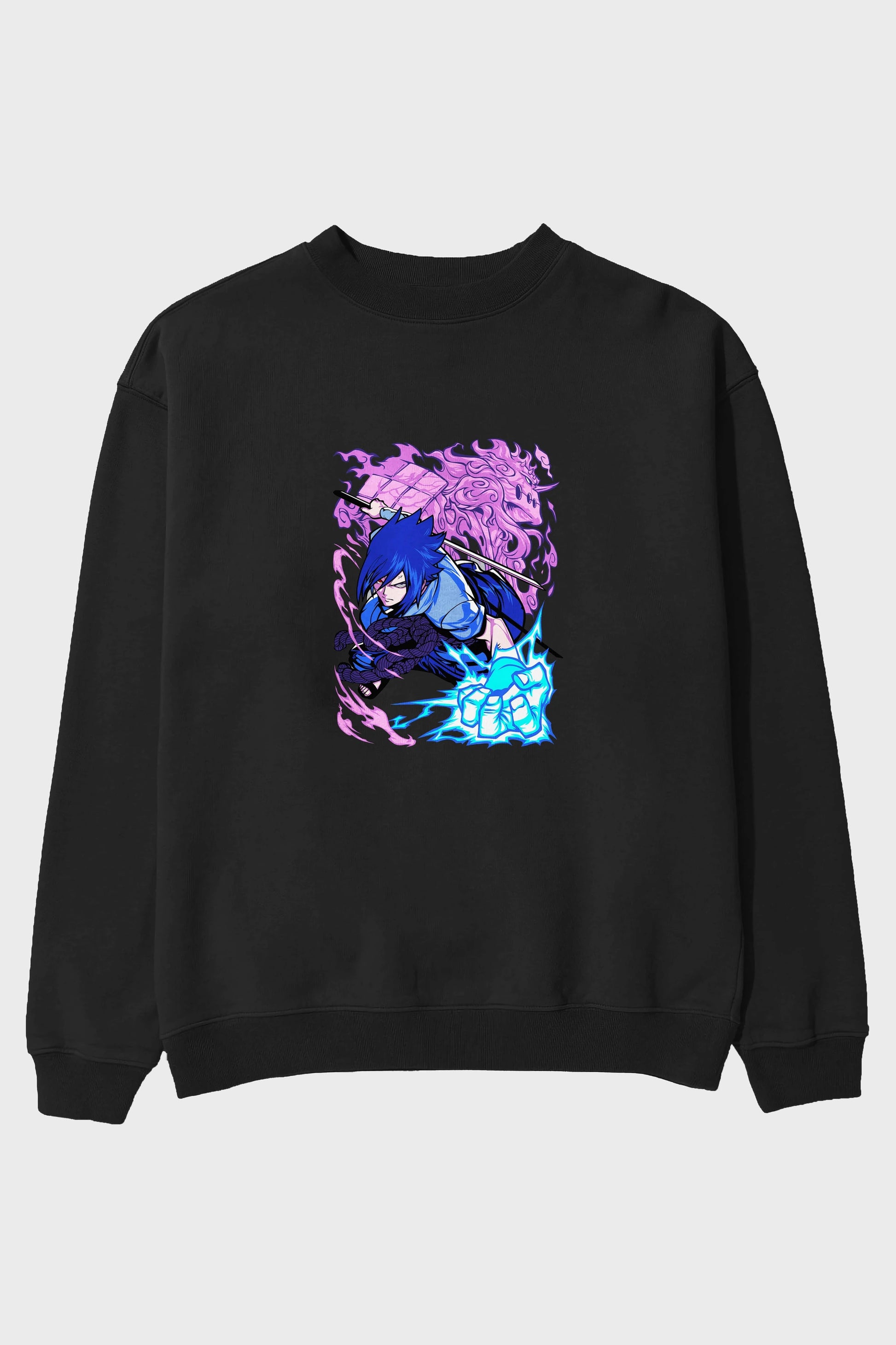 NARUTO SASUKE UCHIHA 2 Anime Ön Baskılı Oversize Sweatshirt Erkek Kadın Unisex