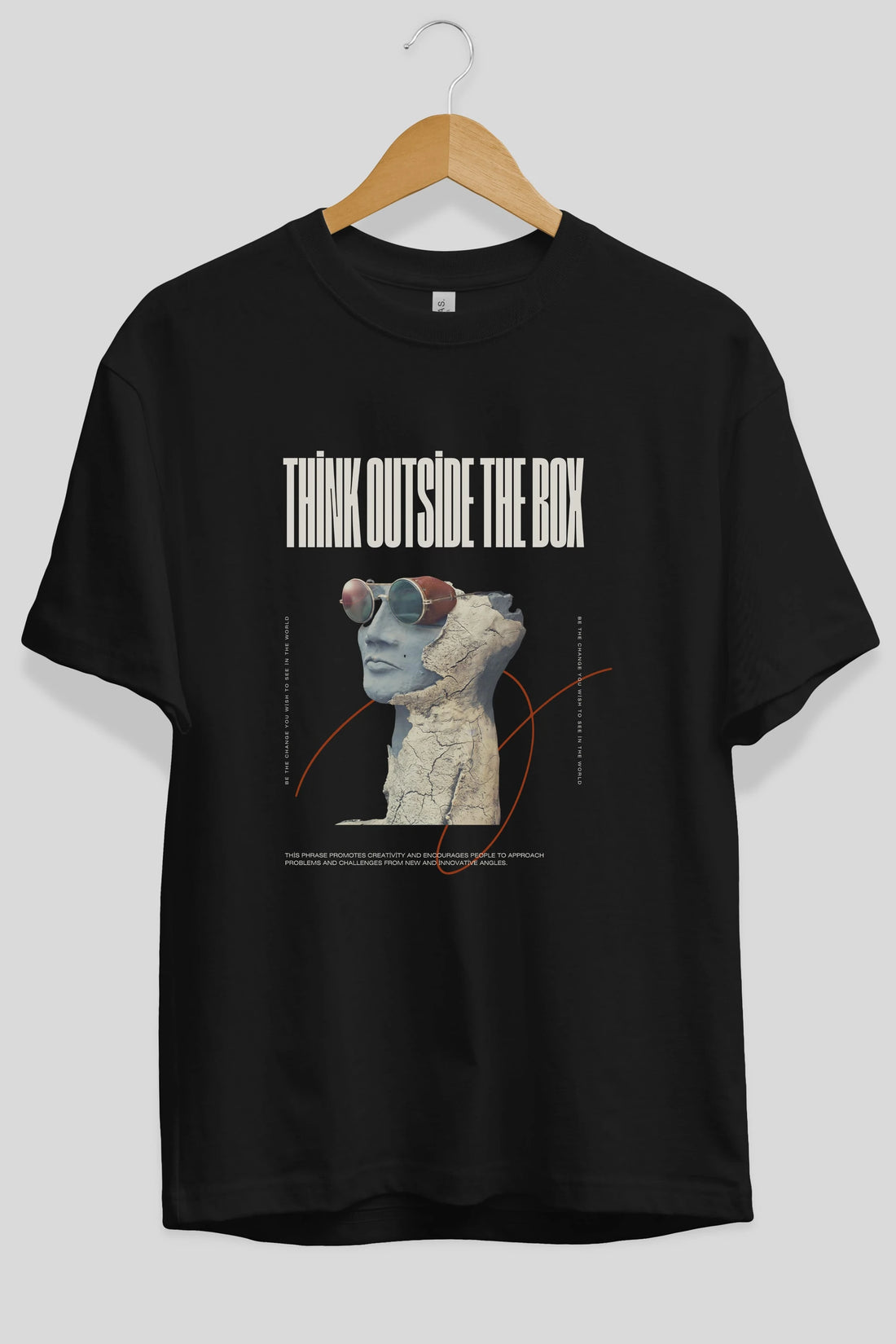 Think Outside The Box Ön Baskılı Oversize t-shirt Erkek Kadın Unisex
