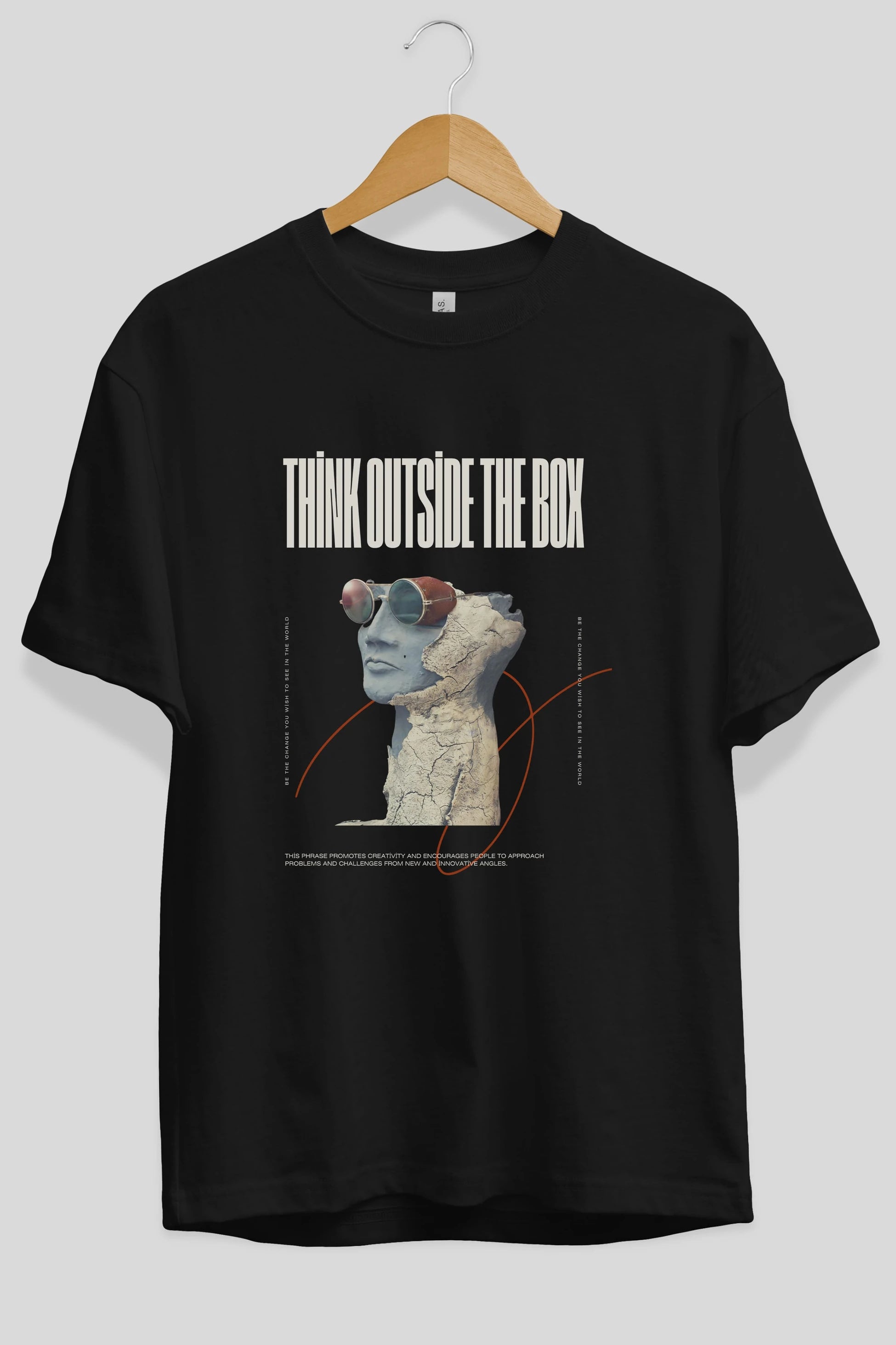Think Outside The Box Ön Baskılı Oversize t-shirt Erkek Kadın Unisex