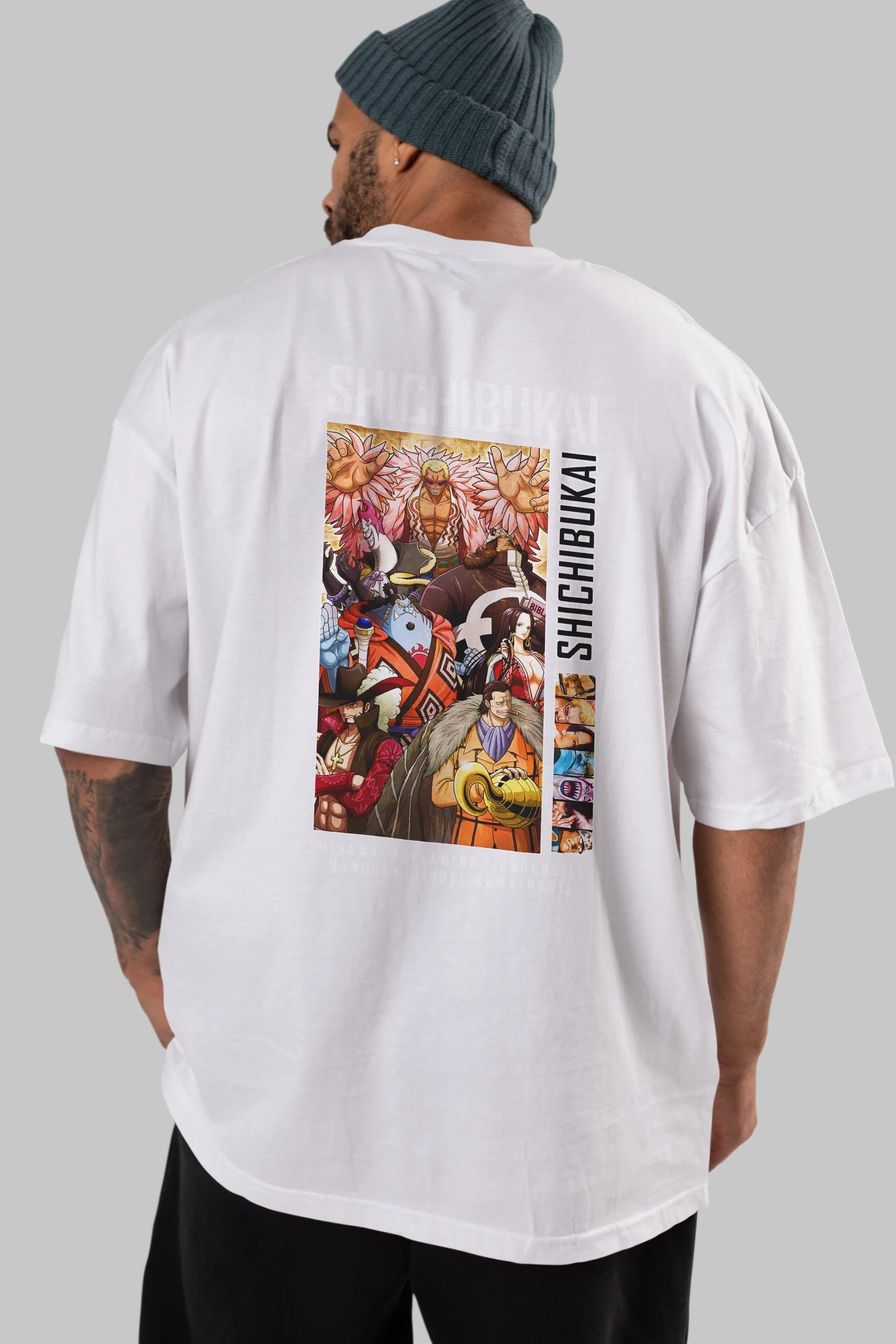 Shichibukai Anime Arka Baskılı Oversize t-shirt Erkek Kadın Unisex %100 pamuk tişort