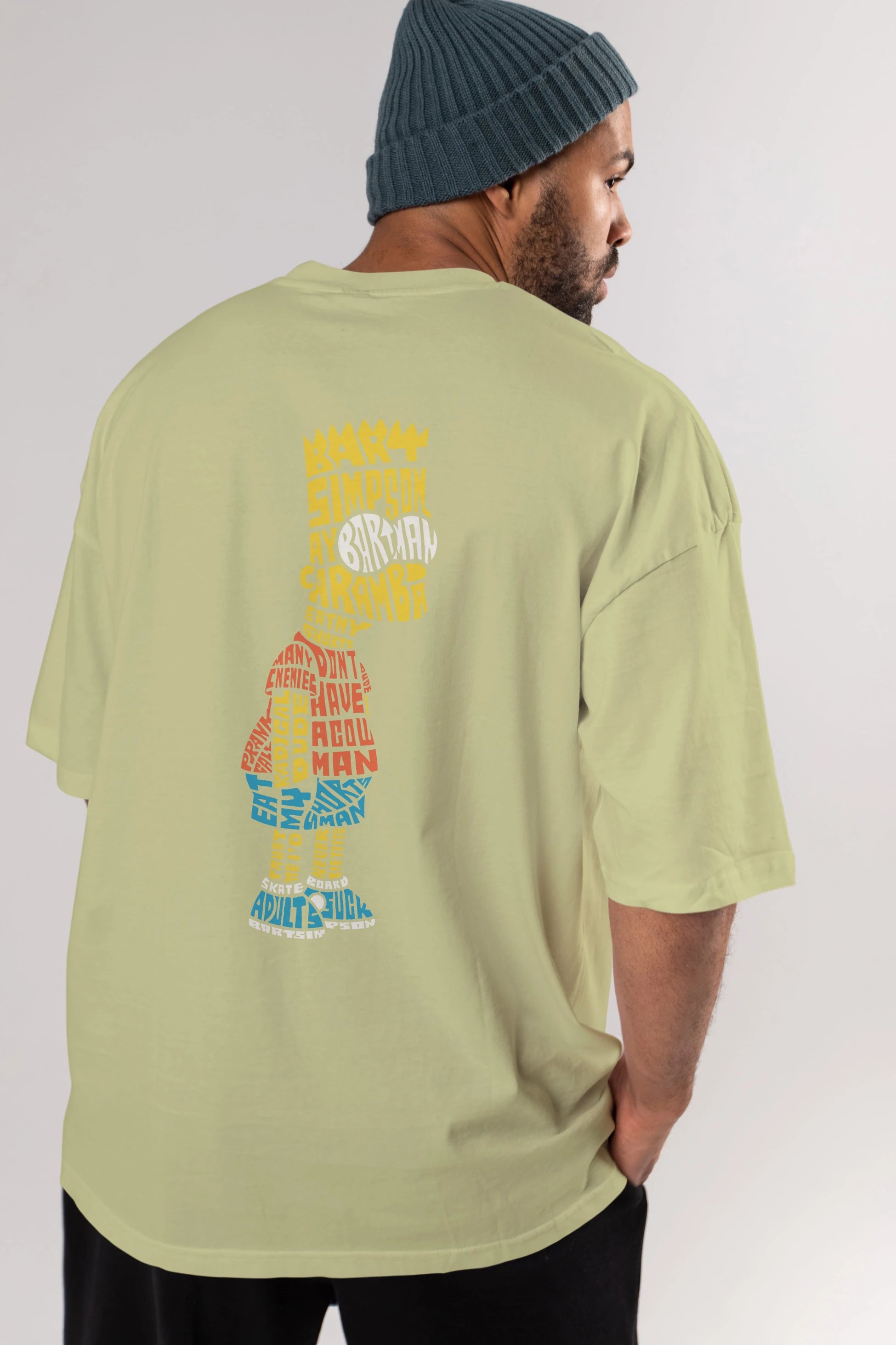 Bart Simpson Arka Baskılı Oversize t-shirt %100 pamuk Erkek Kadın Unisex