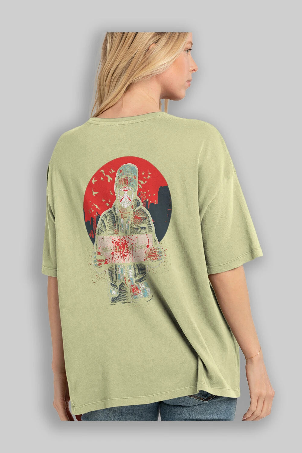 Kill For Food Arka Baskılı Oversize t-shirt Erkek Kadın Unisex %100 Pamuk