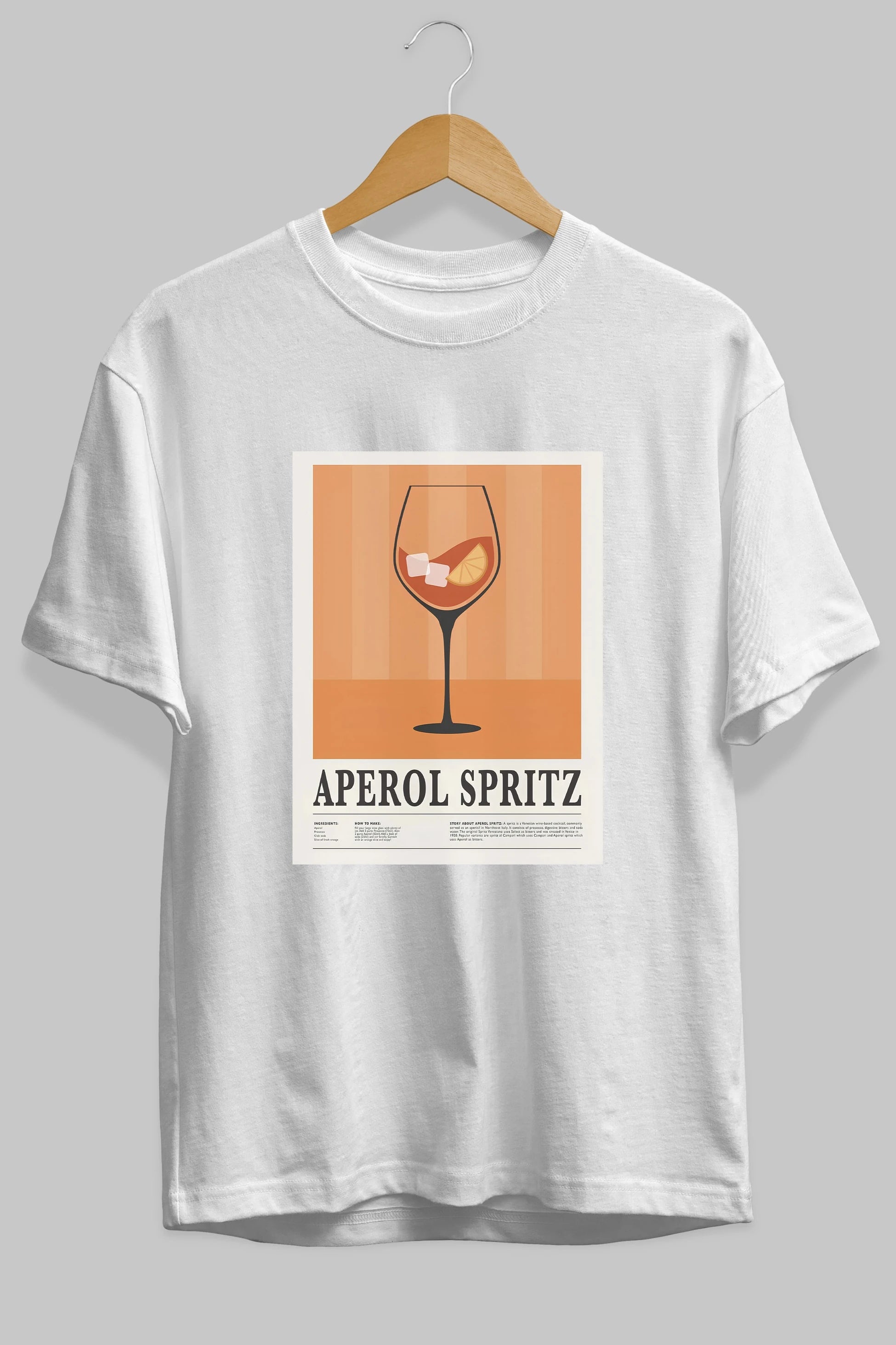 Aperol Spritz 8 Ön Baskılı Oversize t-shirt Erkek Kadın Unisex %100 Pamuk Bisiklet Yaka tişort