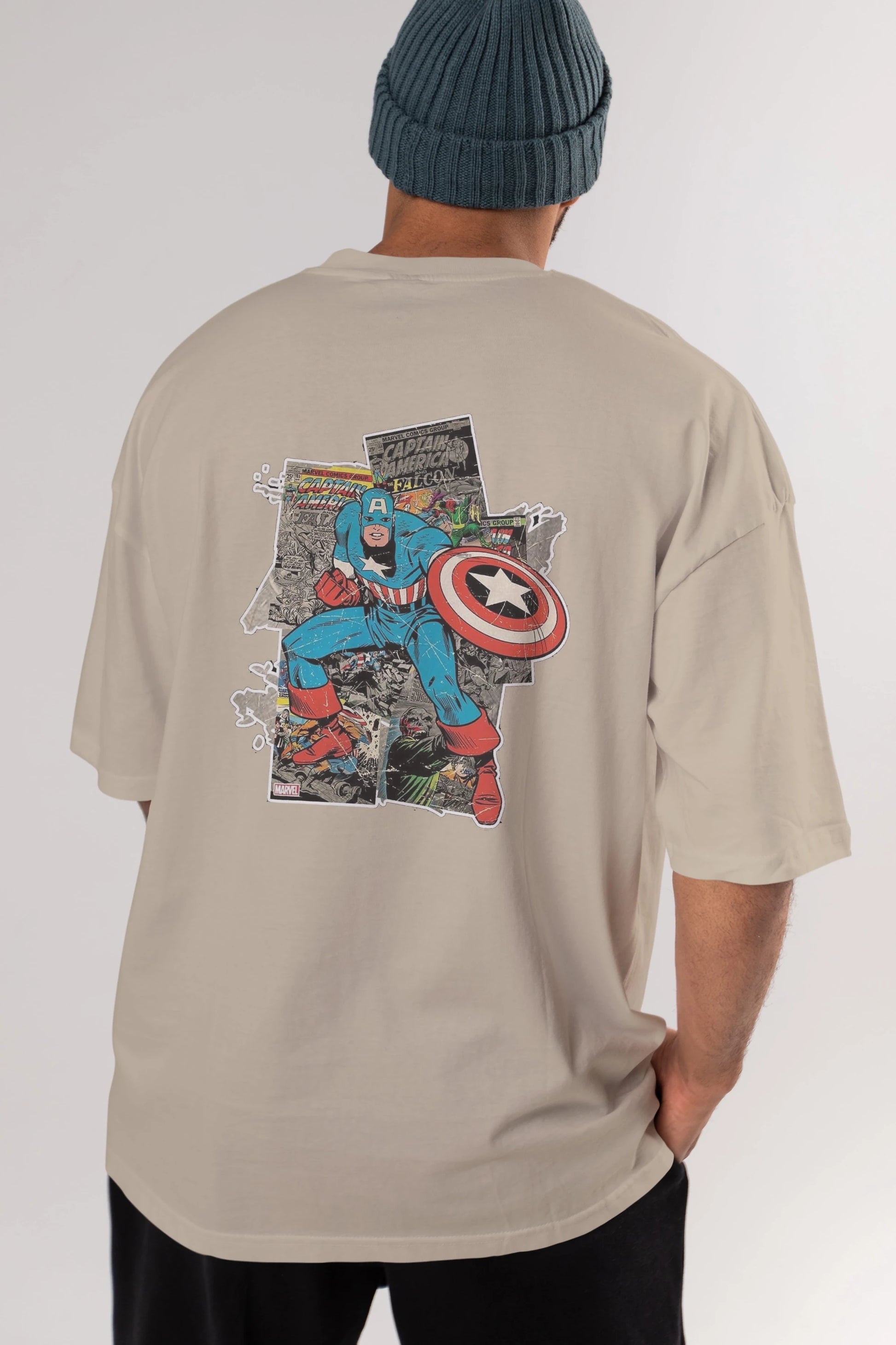 Captain America (2) Arka Baskılı Oversize t-shirt Erkek Kadın Unisex %100 Pamuk Bisiklet Yaka tişort