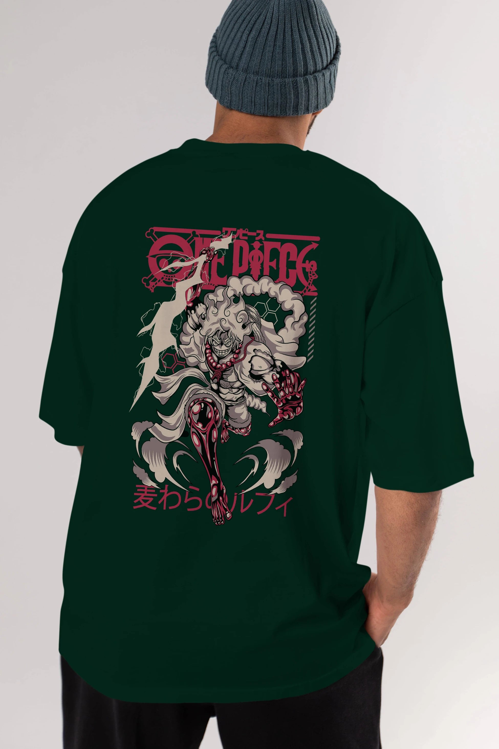 MONKEY D. LUFF-ONE PIECE 1 Anime Arka Baskılı Oversize t-shirt Erkek Kadın Unisex