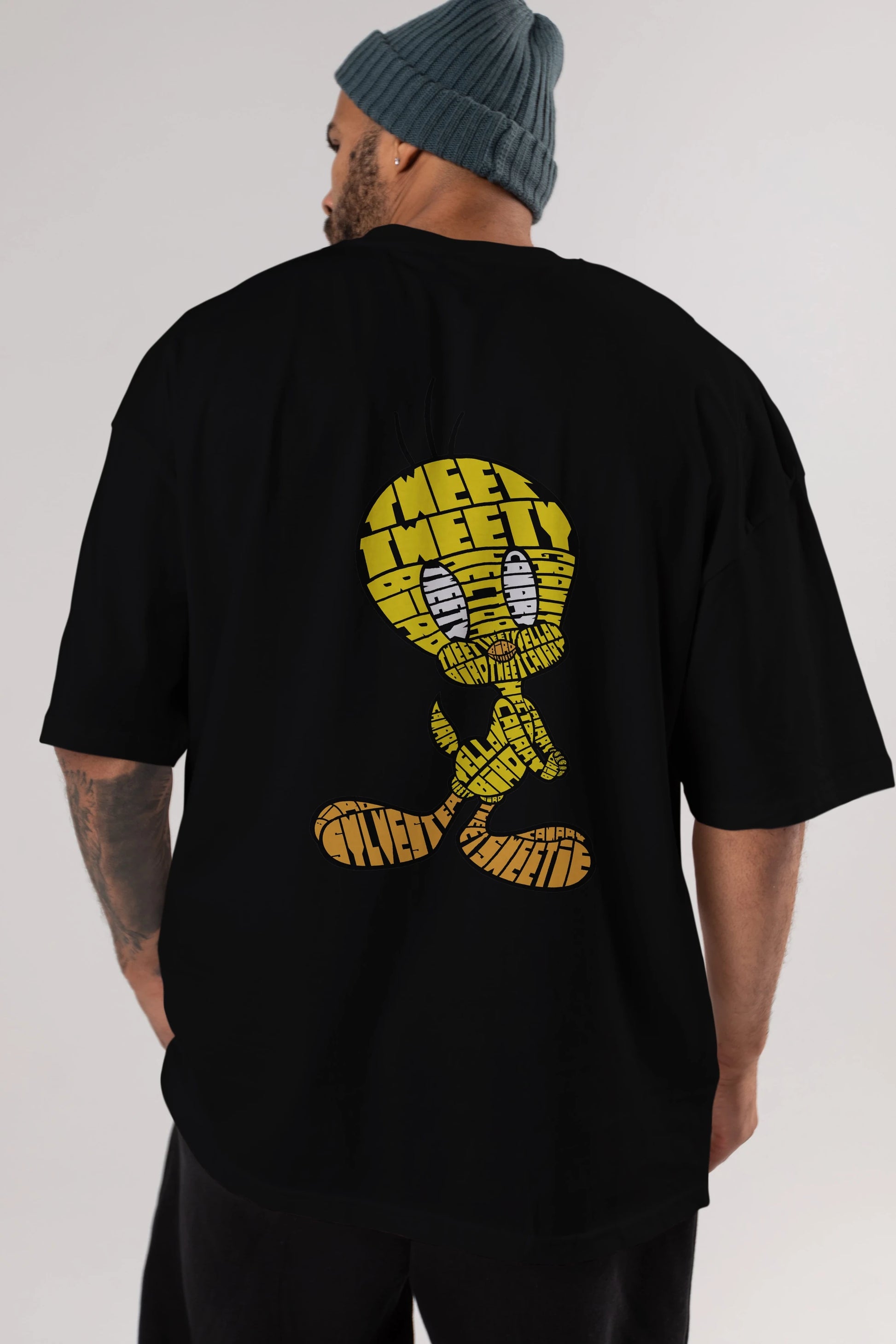 Tweety Arka Baskılı Oversize t-shirt %100 pamuk Erkek Kadın Unisex