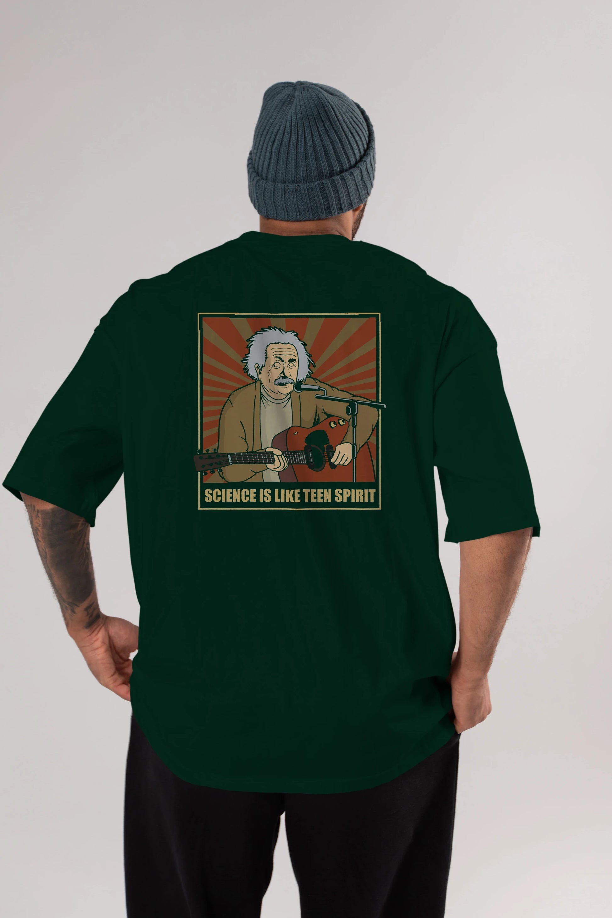 Kurt Einstein Arka Baskılı Oversize t-shirt Erkek Kadın Unisex %100 Pamuk tişort