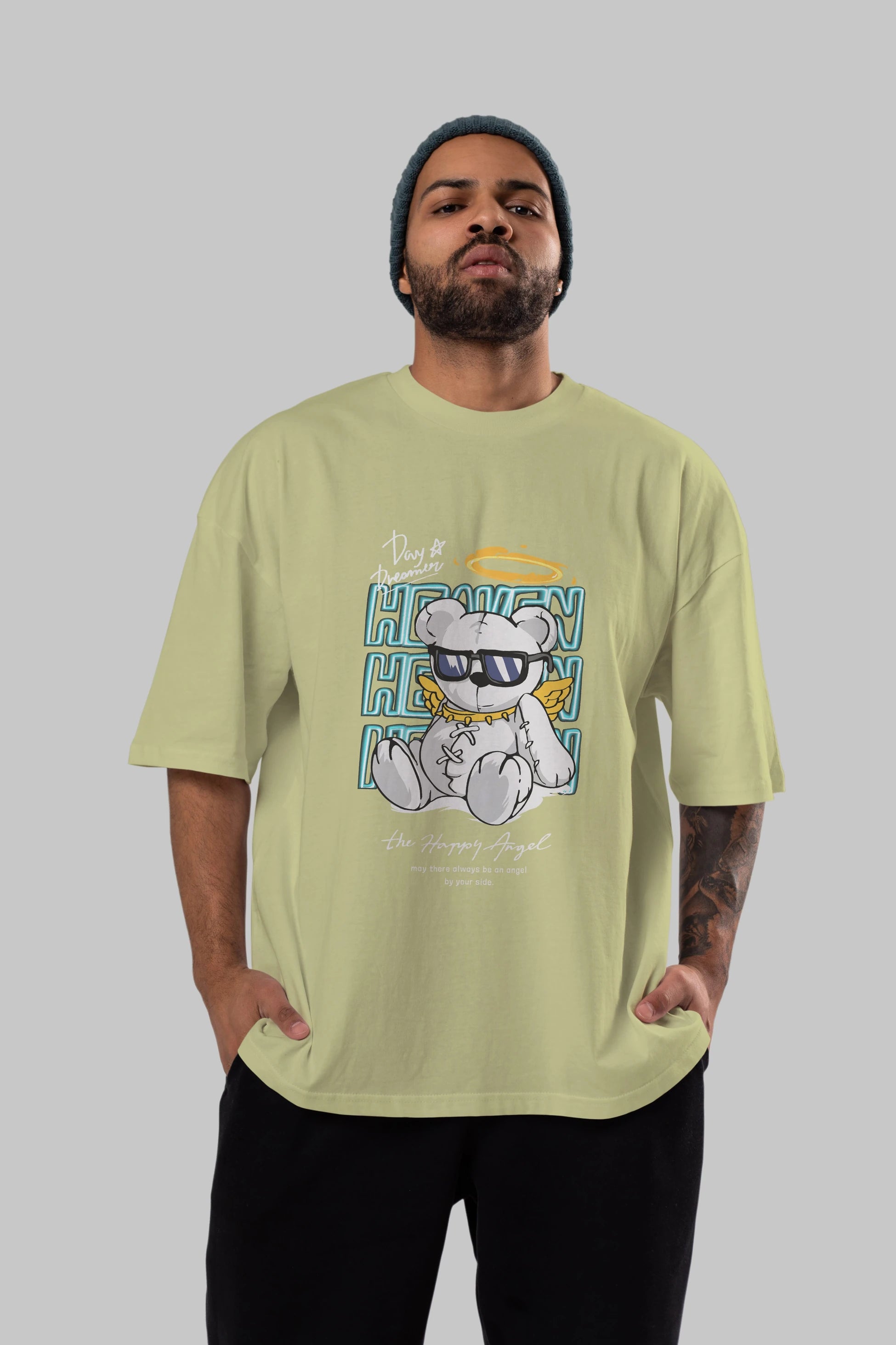 Heaven Bear Ön Baskılı Oversize t-shirt Erkek Kadın Unisex