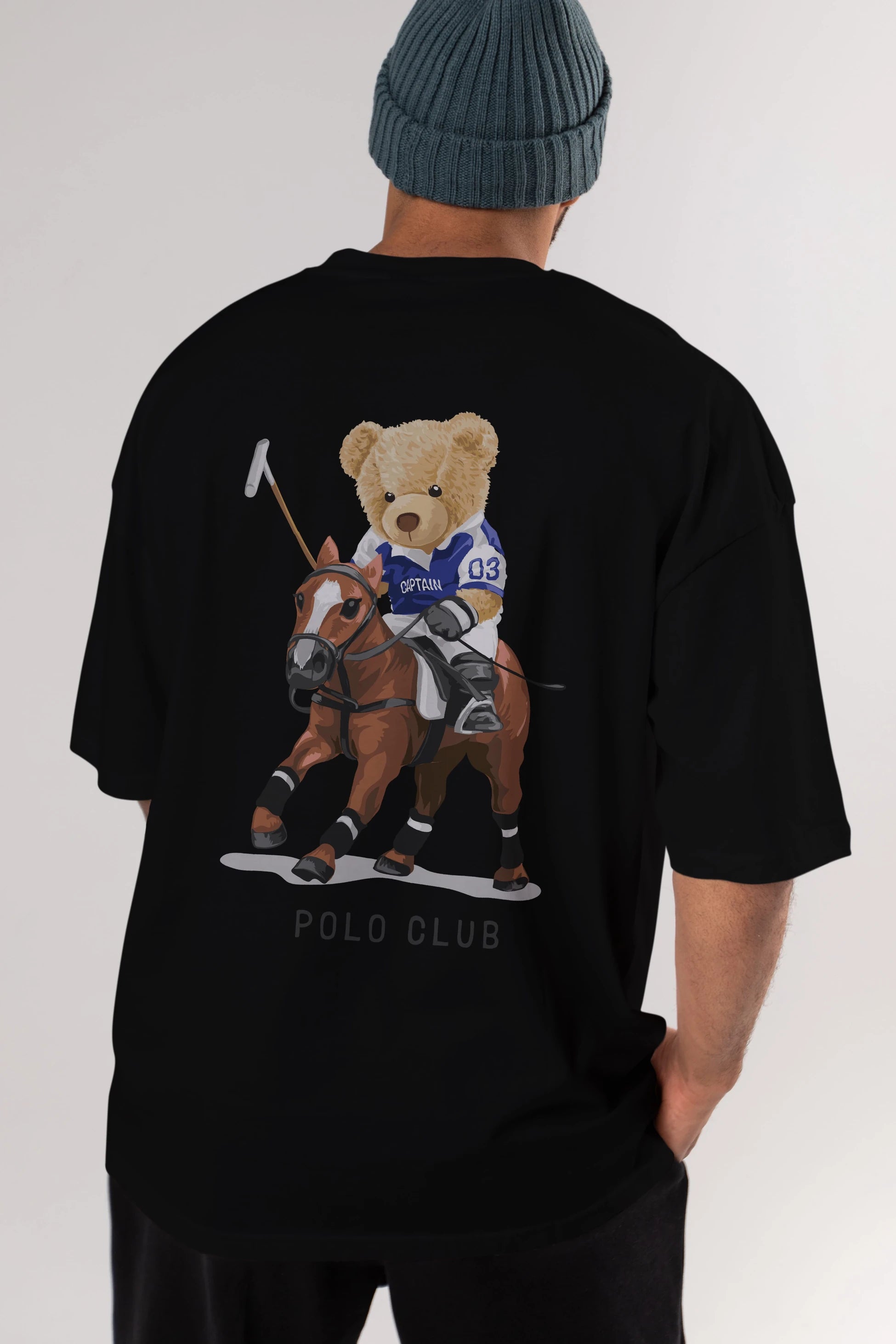 Teddy Bear Polo Club Arka Baskılı Oversize t-shirt Erkek Kadın Unisex %100 Pamuk