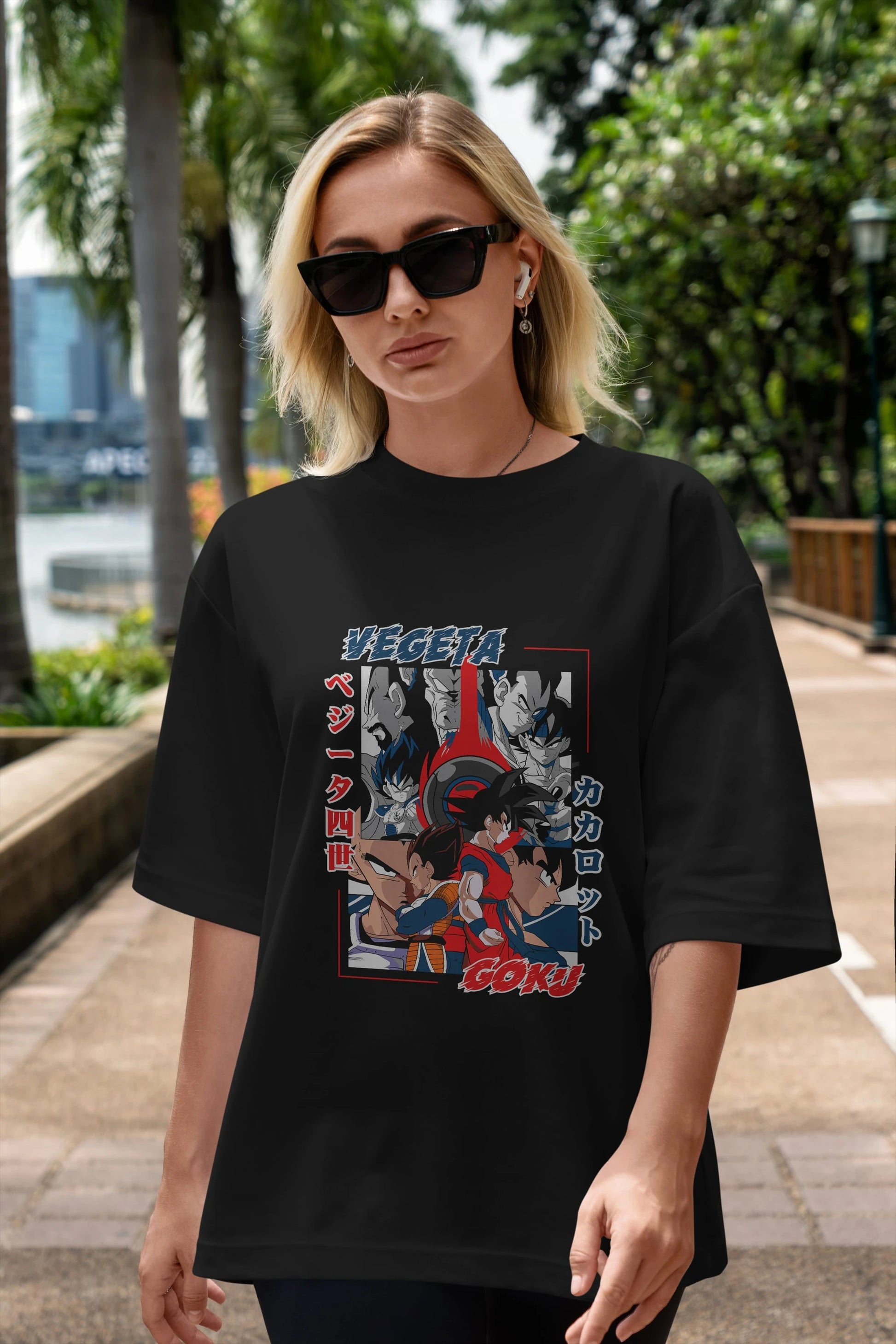 VEGETA VS GOKU Anime Ön Baskılı Oversize t-shirt %100 pamuk Erkek Kadın Unisex
