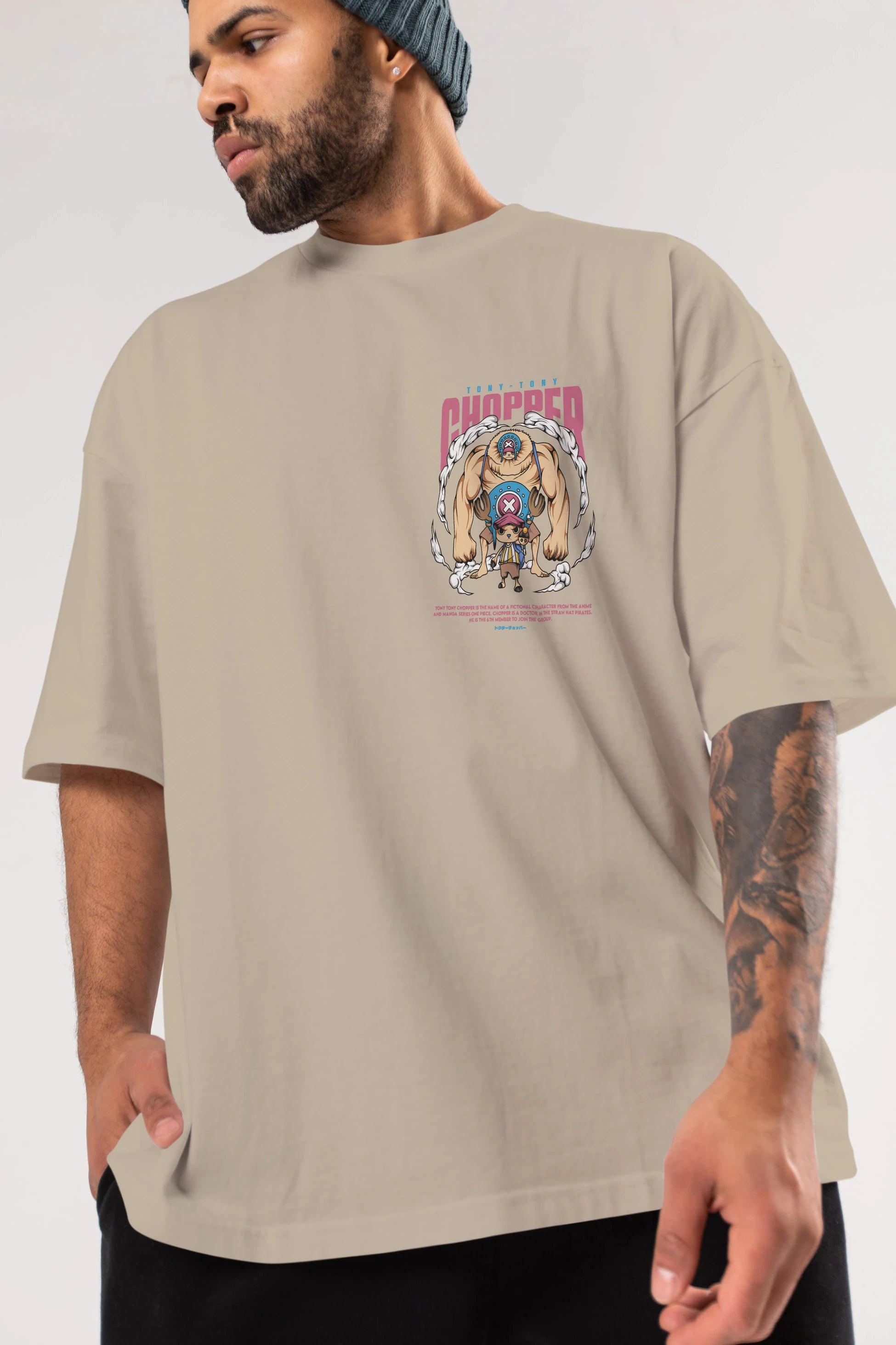 Tony Tony Chopper Ön Sol Baskılı Oversize t-shirt Erkek Kadın Unisex %100 Pamuk Bisiklet Yaka tişort