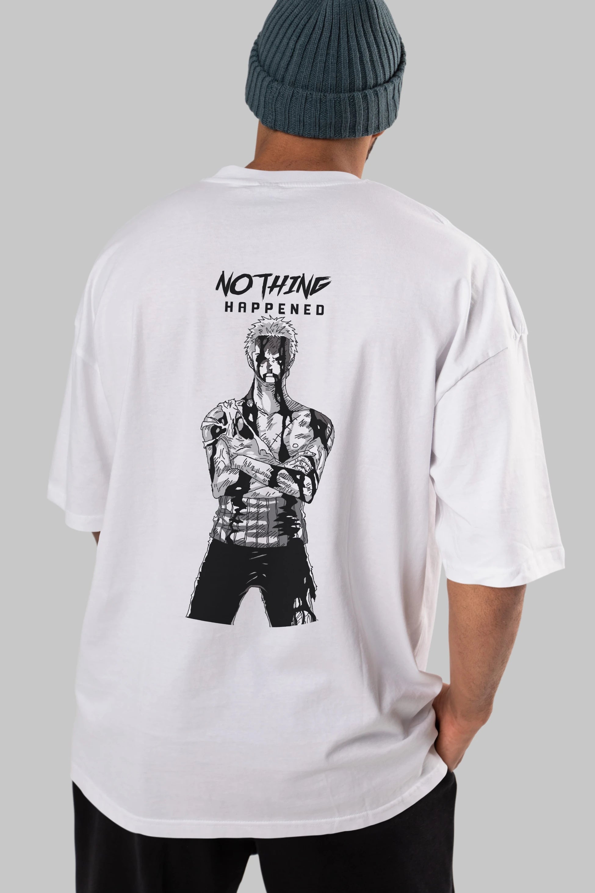 Roronoa Zoro 3 Anime Arka Baskılı Oversize t-shirt Erkek Kadın Unisex %100 pamuk tişort