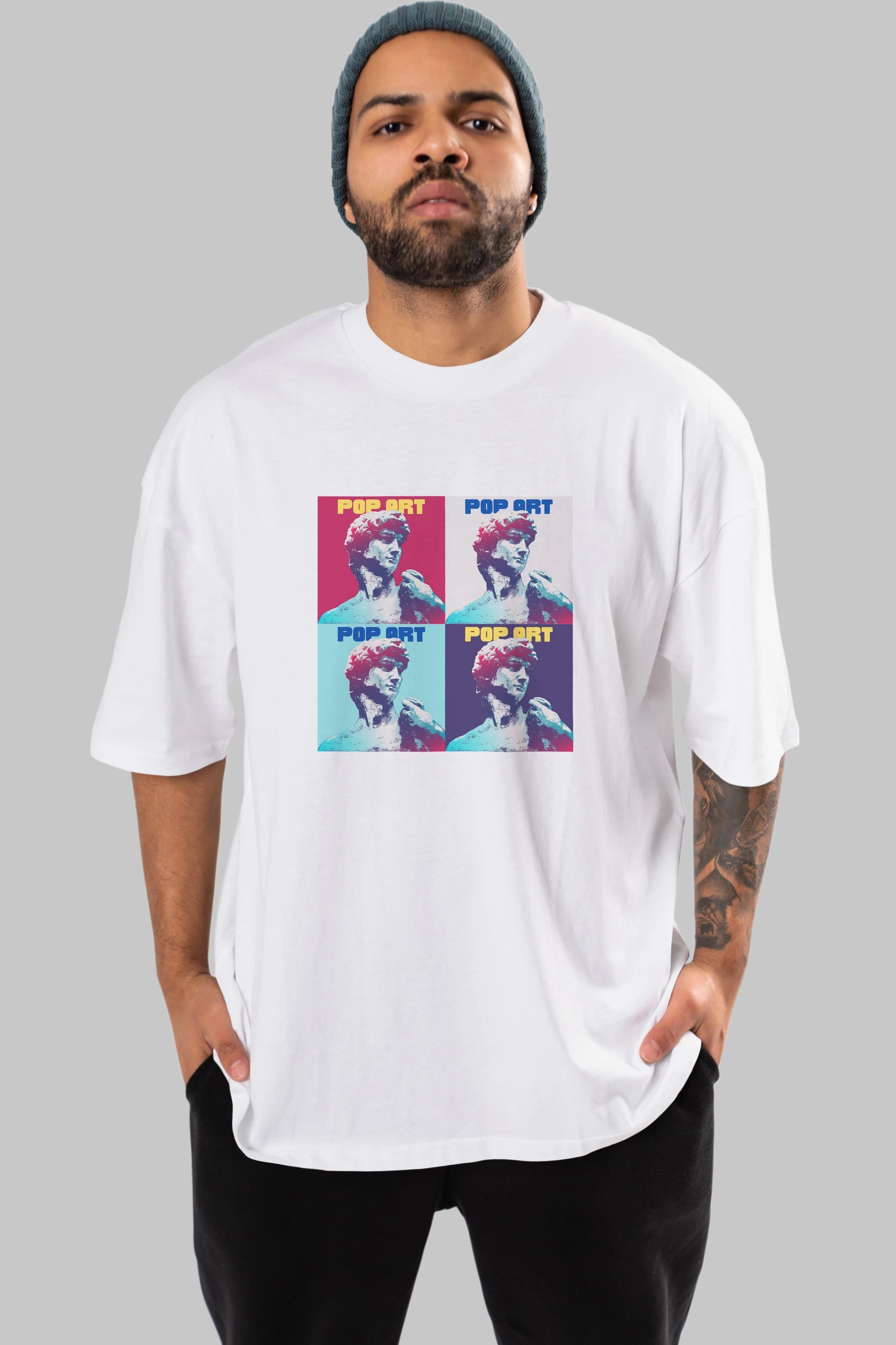 Creative Pop Art Ön Baskılı Oversize t-shirt Erkek Kadın Unisex