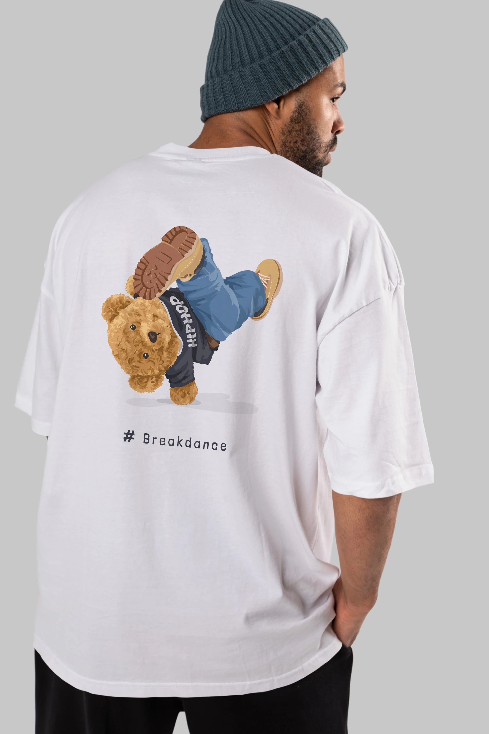 Teddy Bear Breakdance Arka Baskılı Oversize t-shirt Erkek Kadın Unisex %100 Pamuk