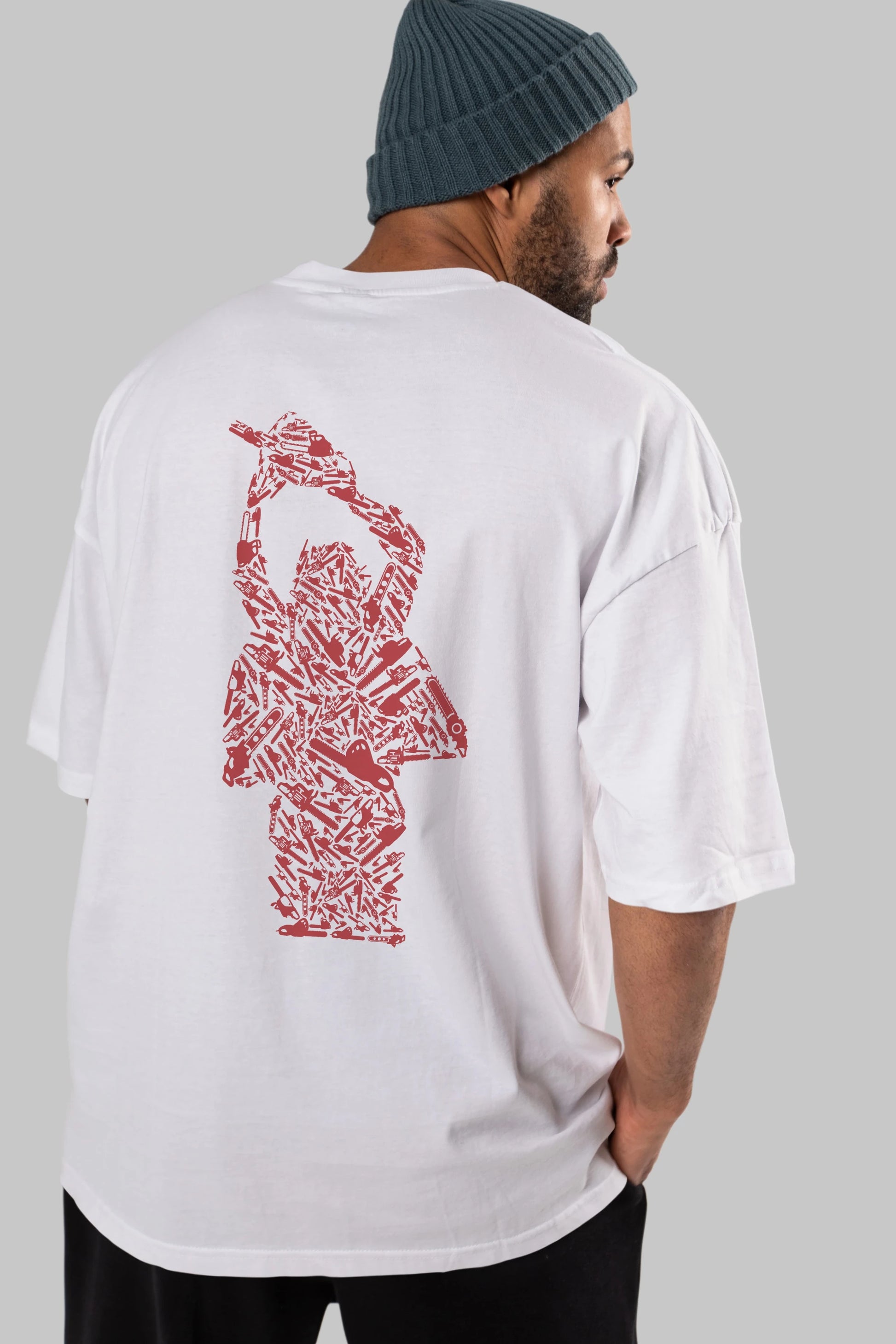 Chainsaw Arka Baskılı Oversize t-shirt %100 pamuk Erkek Kadın Unisex