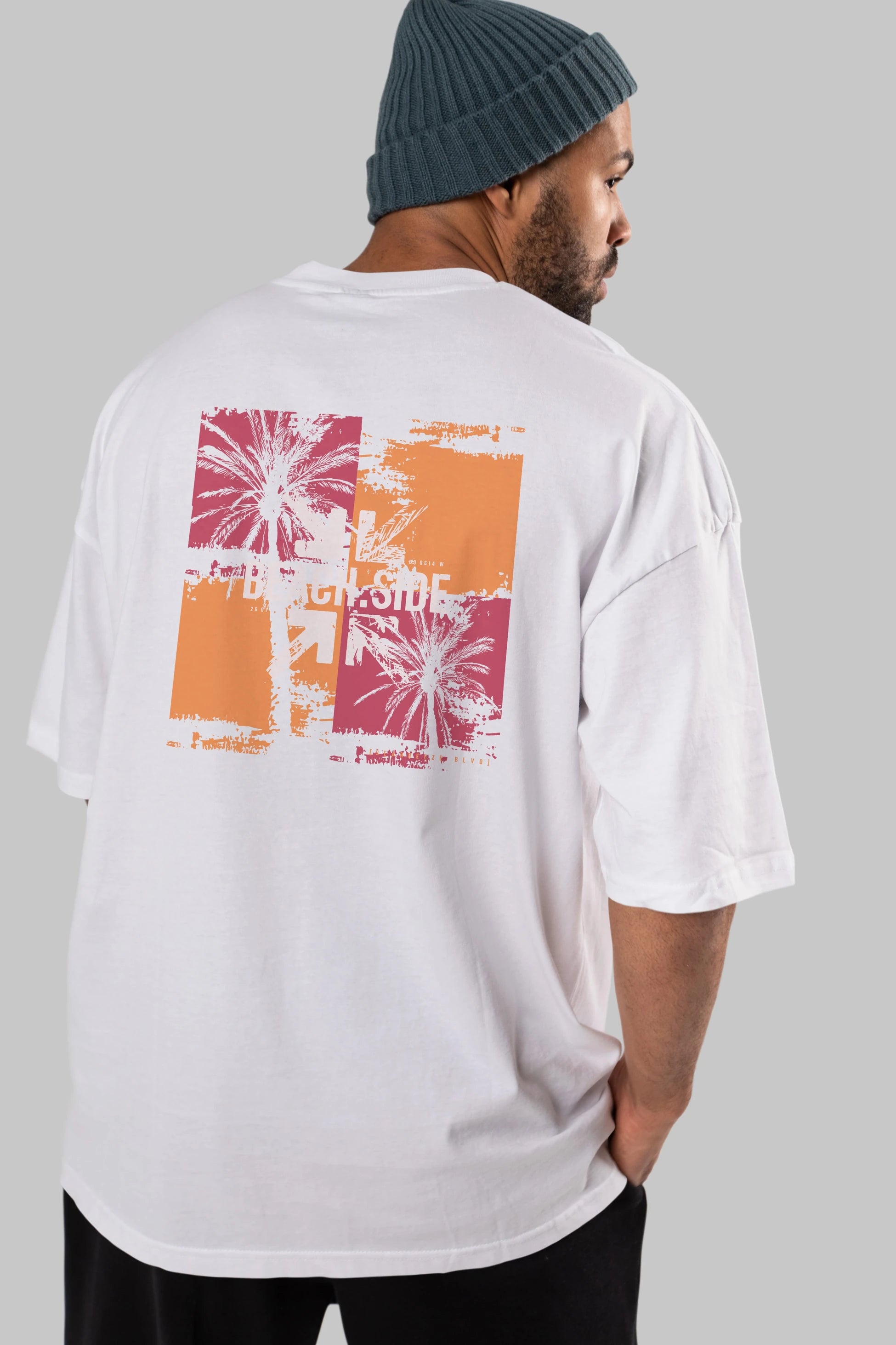 Beach Side Arka Baskılı Oversize t-shirt Erkek Kadın Unisex