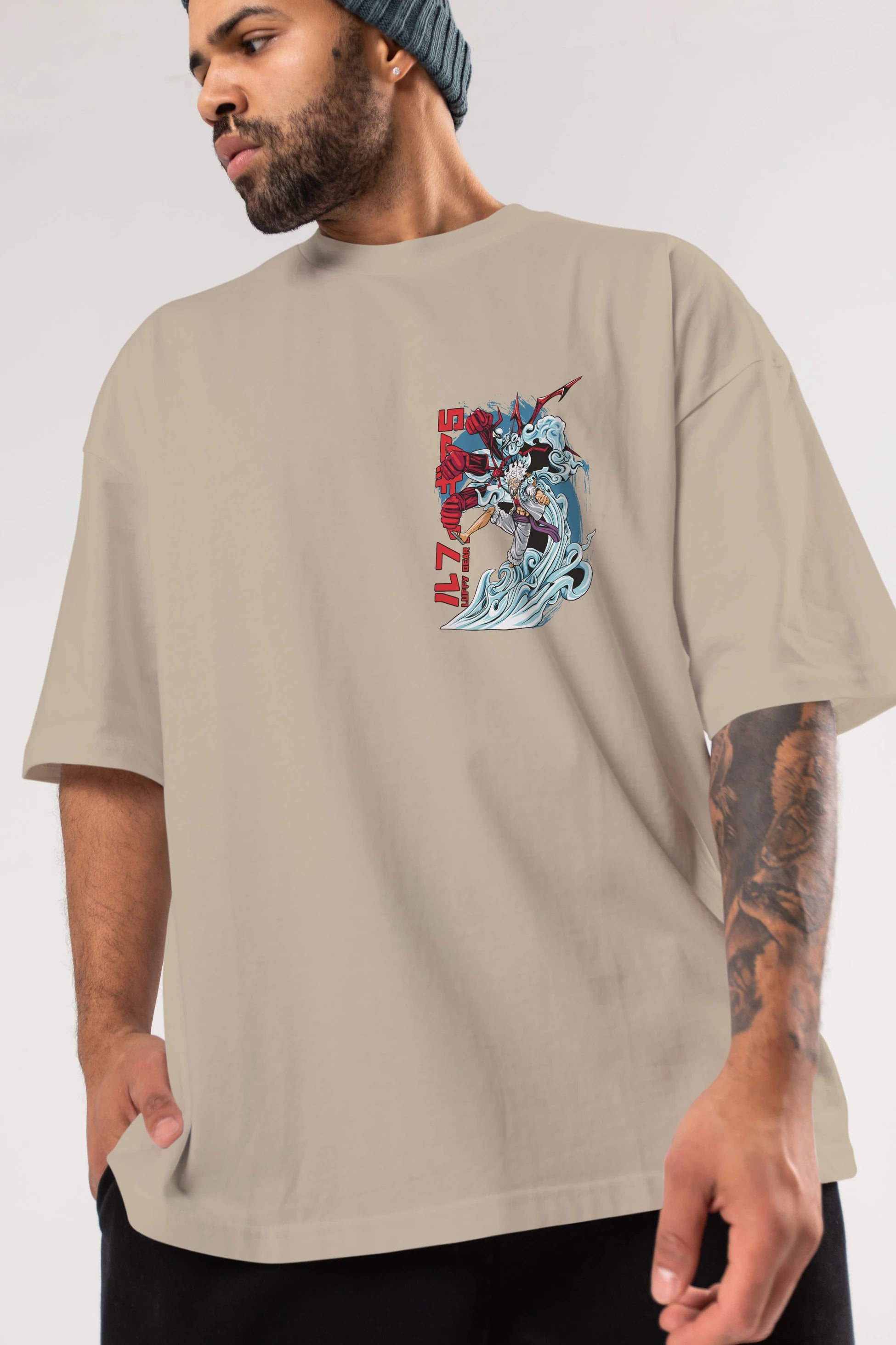 MONKEY D. LUFFY GEAR5 2 Ön Sol Baskılı Oversize t-shirt Erkek Kadın Unisex %100 Pamuk Bisiklet Yaka tişort