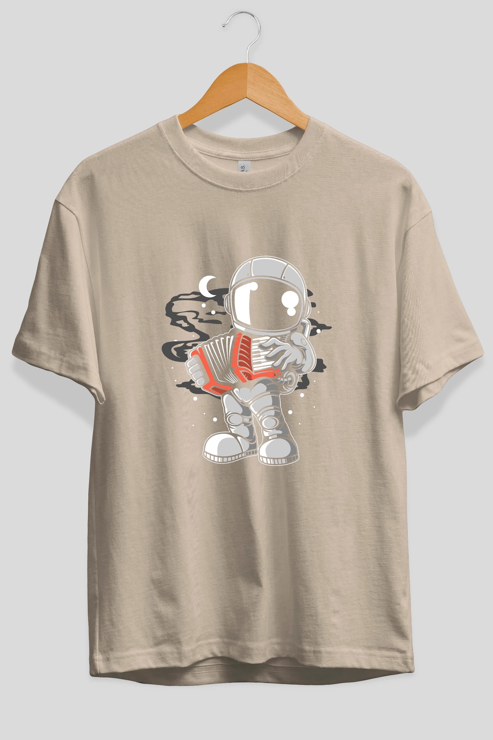 Astronaut Accordion Ön Baskılı Oversize t-shirt Erkek Kadın Unisex