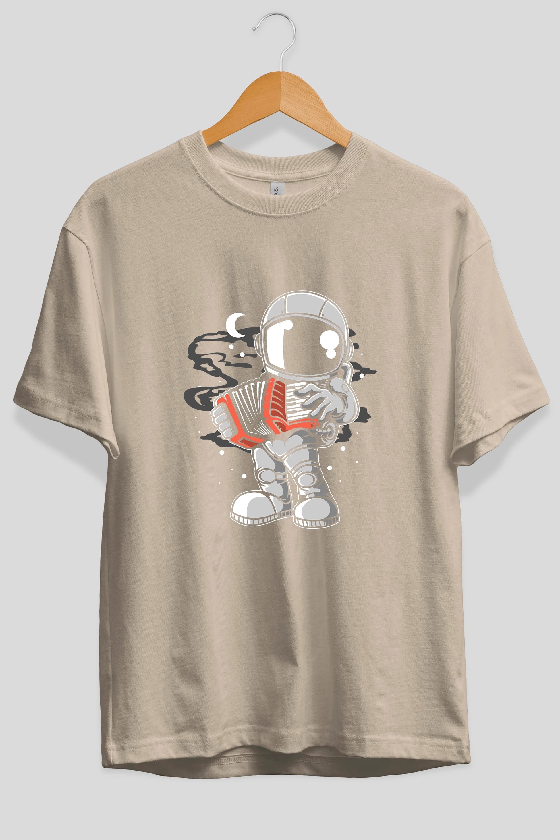 Astronaut Accordion Ön Baskılı Oversize t-shirt Erkek Kadın Unisex