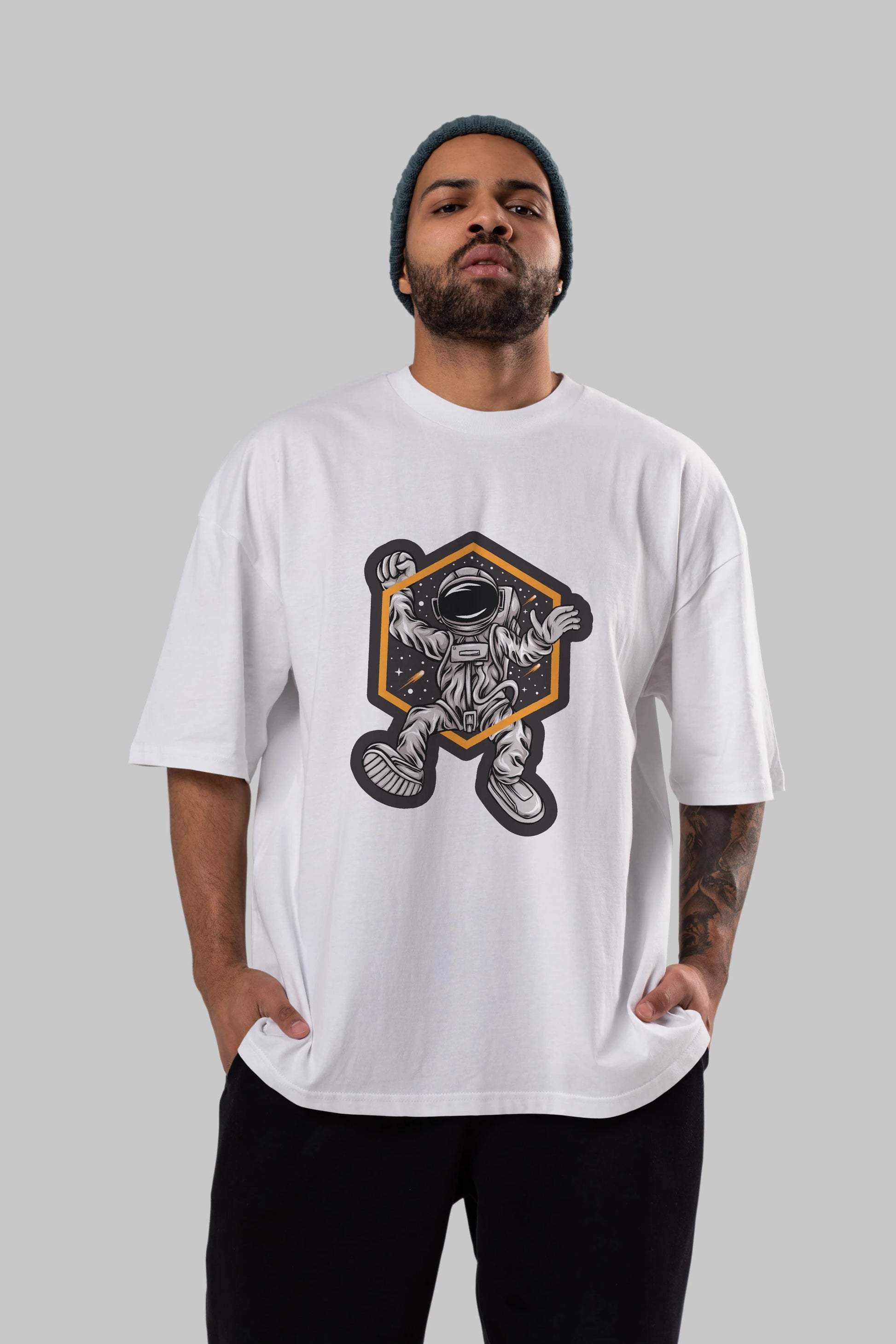 Astrofun Sticker Ön Baskılı Oversize t-shirt Erkek Kadın Unisex