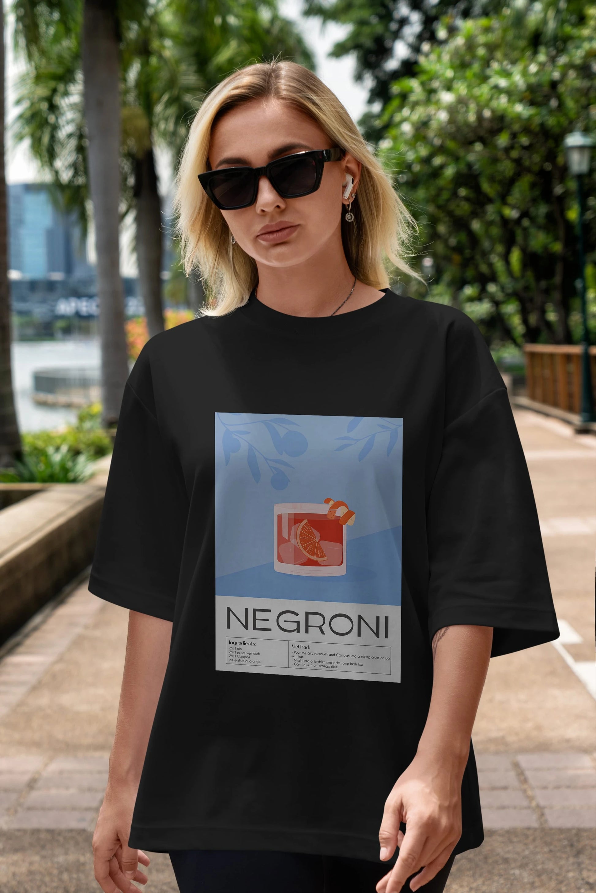 Negroni Ön Baskılı Oversize t-shirt Erkek Kadın Unisex %100 Pamuk Bisiklet Yaka tişort