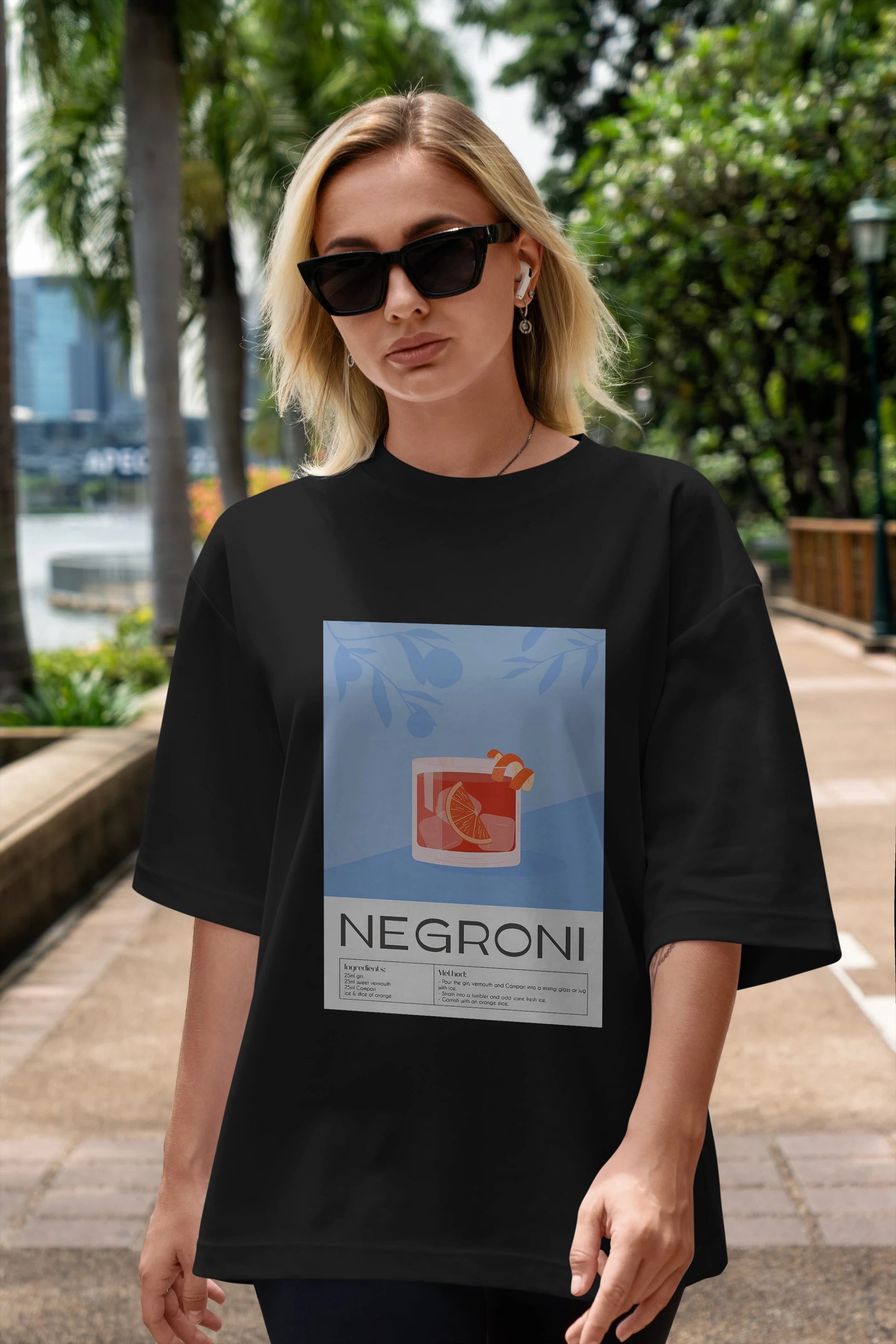 Negroni Ön Baskılı Oversize t-shirt Erkek Kadın Unisex %100 Pamuk Bisiklet Yaka tişort