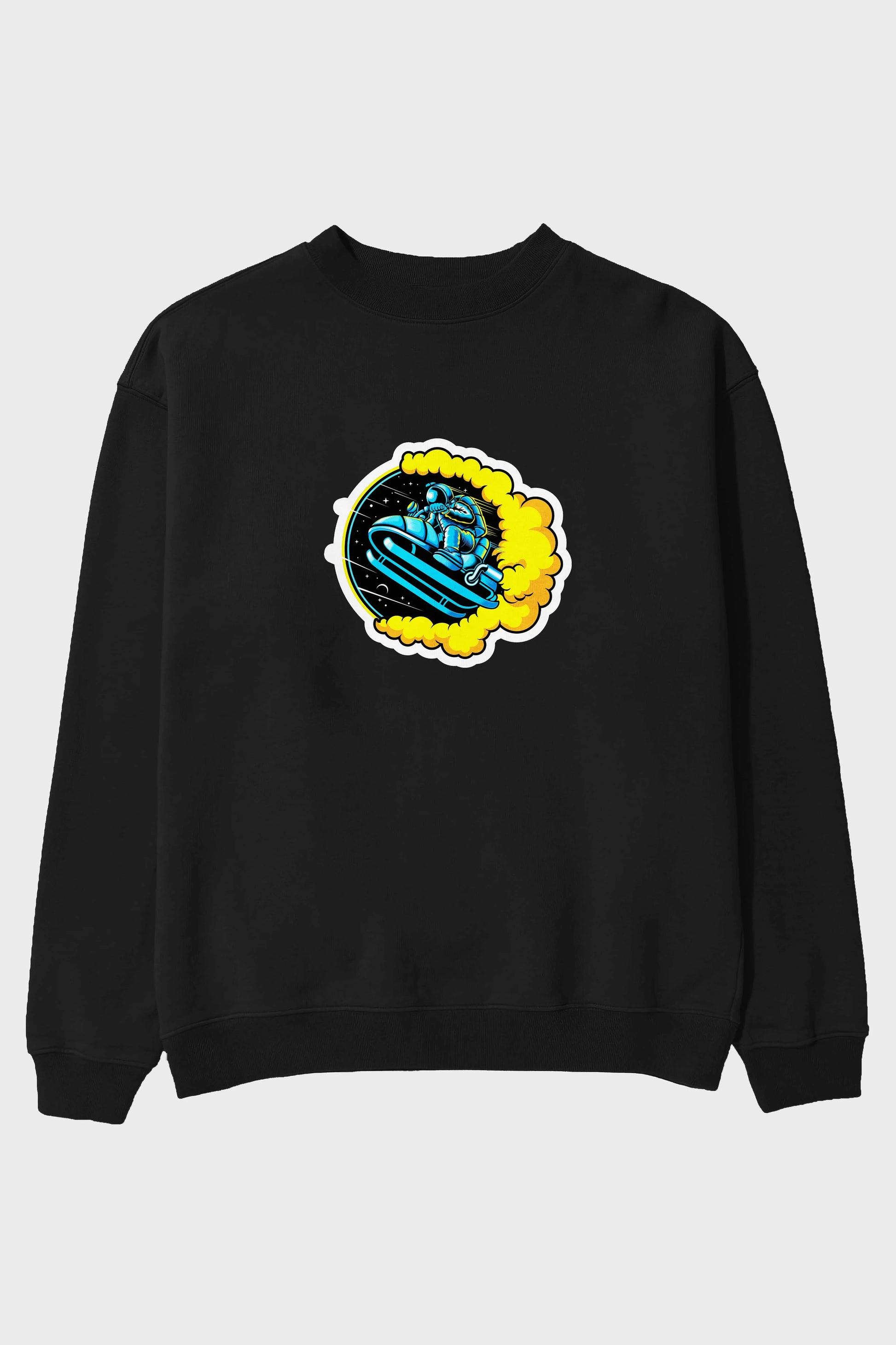 Astrojump with Snowmobile Sticker Ön Baskılı Oversize Sweatshirt Erkek Kadın Unisex