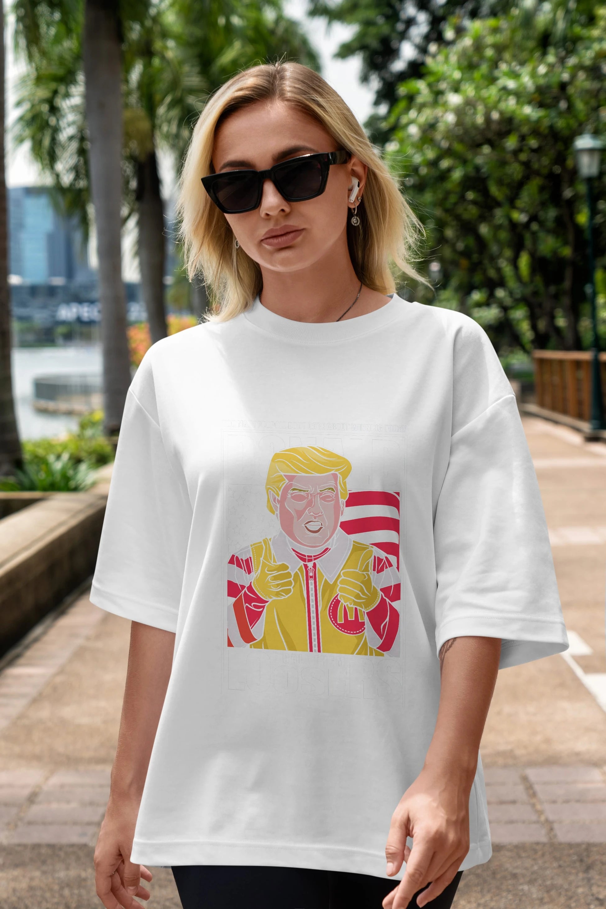 Ronald Trump Ön Baskılı Oversize t-shirt Erkek Kadın Unisex %100 Pamuk tişort