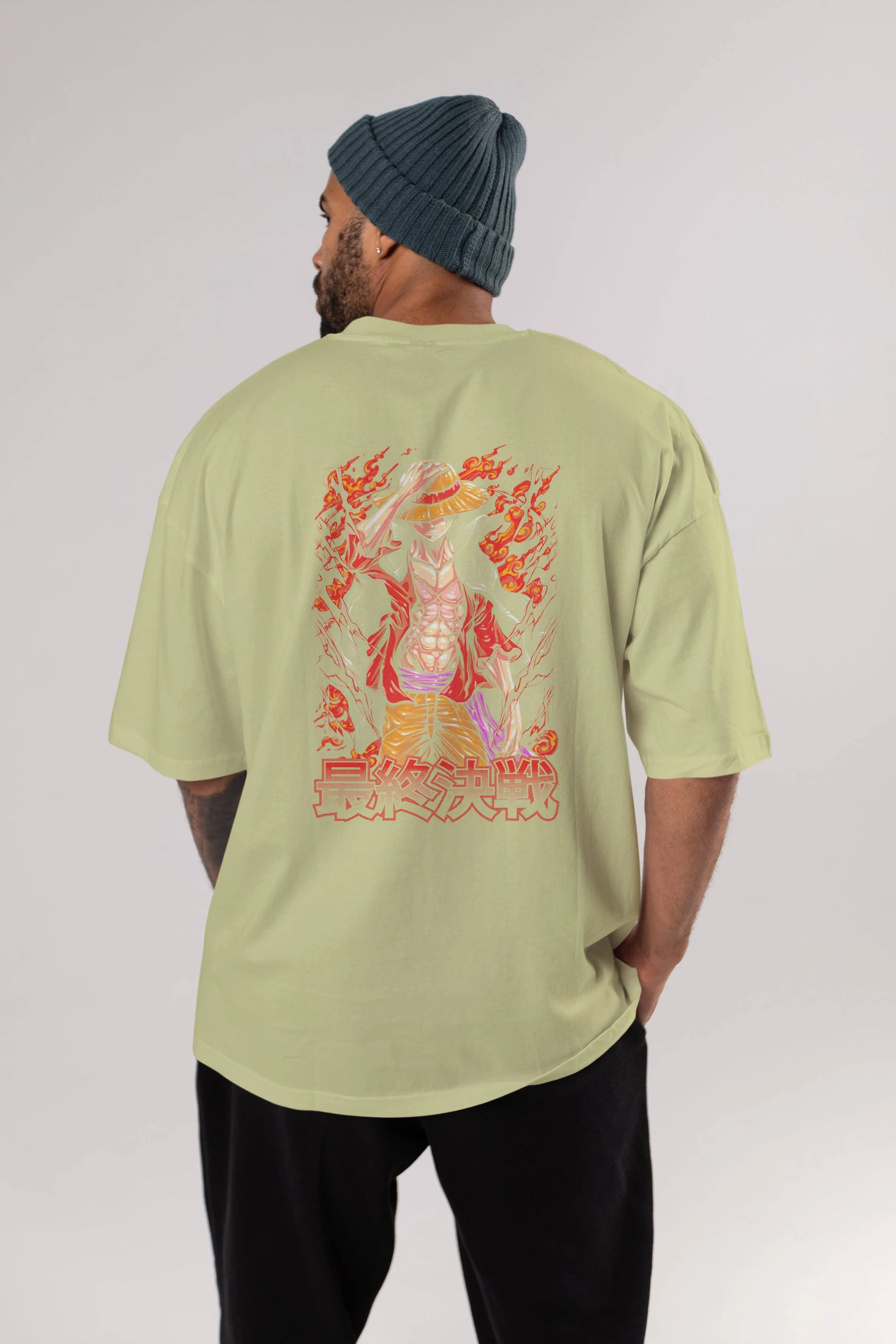 MONKEY D. LUFFY (3) Anime Arka Baskılı Oversize t-shirt Erkek Kadın Unisex